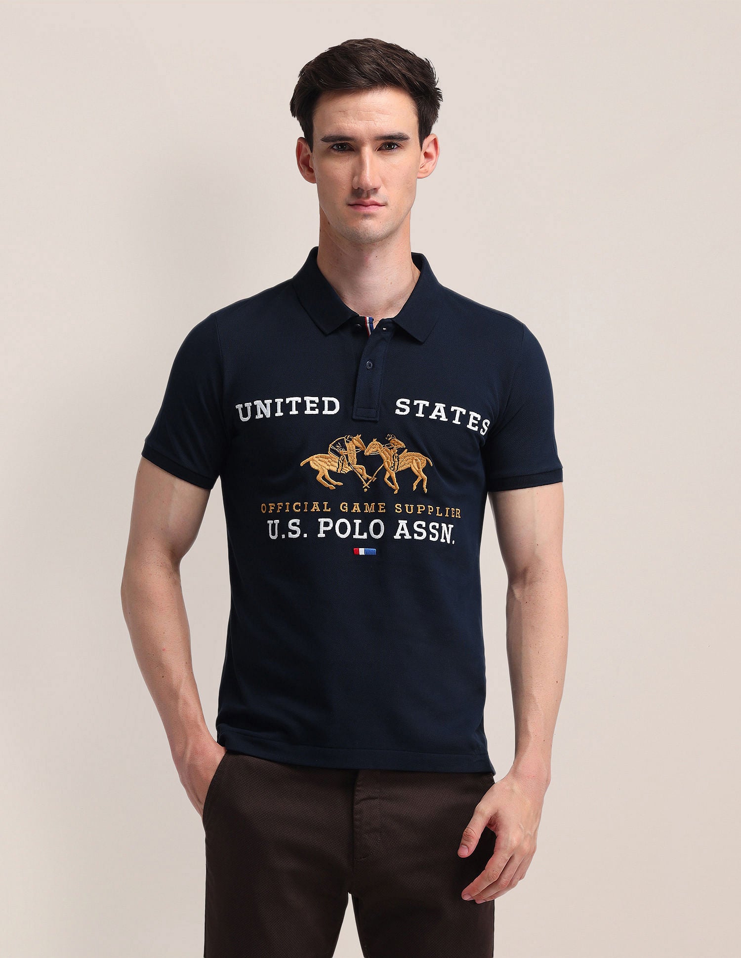 Printed Slim Fit Polo Shirt Navy - U.S. POLO ASSN. | Large