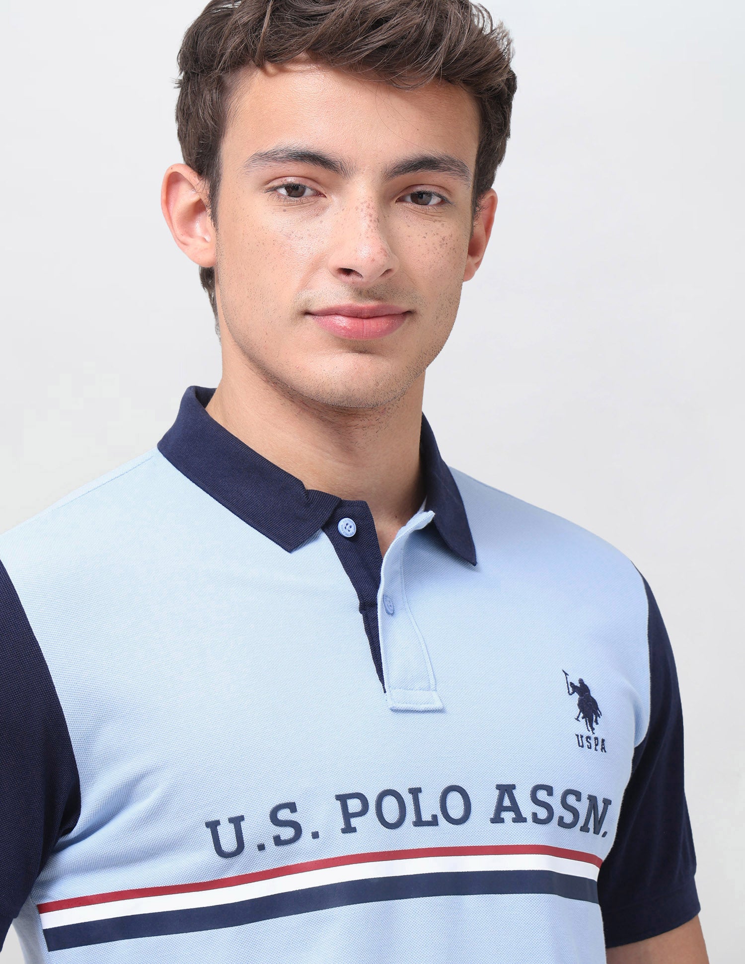 Brand Printed Regular Fit Polo Shirt Light Blue - U.S. Polo Assn. India | Large