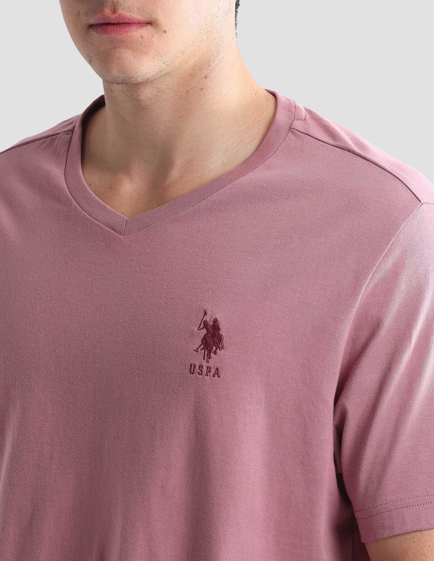 V-Neck Embroidered Logo I638 Lounge T-Shirt - Pack Of 1 Deep Pink - U.S. POLO ASSN. | Large