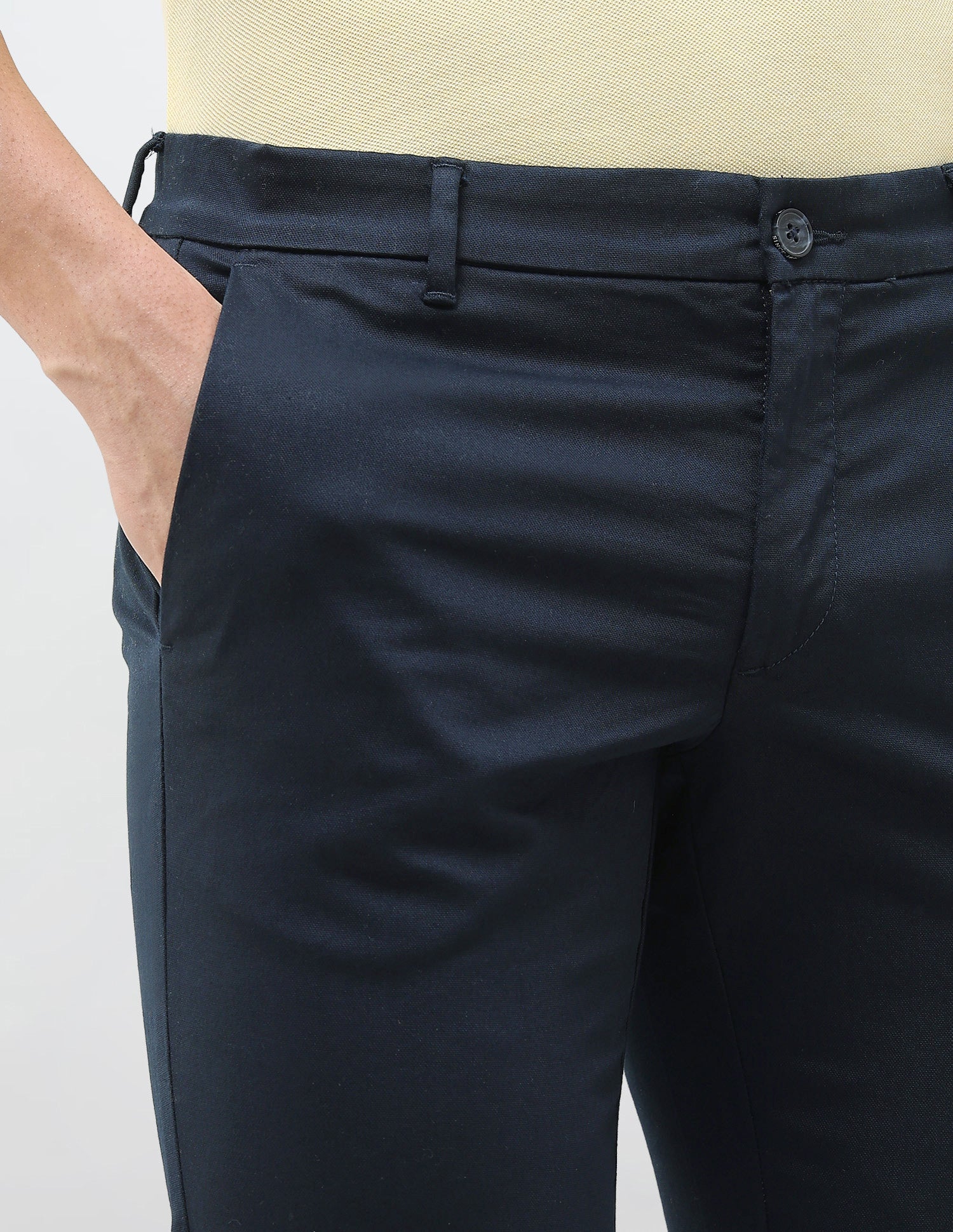 Denver Slim Fit Dobby Trousers Navy - U.S. Polo Assn. India | Large