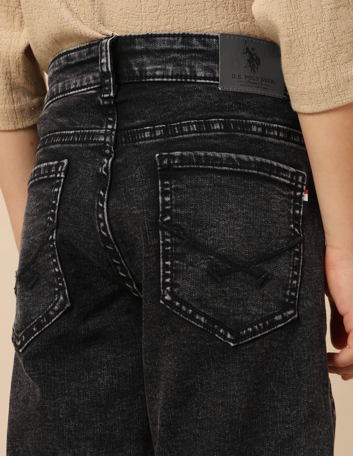 Boys Acid Wash Relaxed Fit Jeans Black - U.S. POLO ASSN. | Large