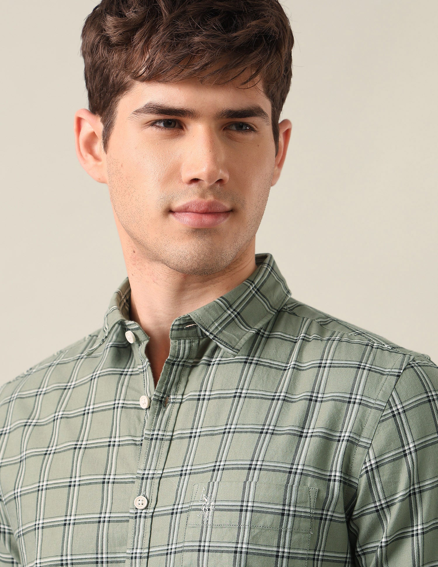 Grid Tattersall Checked Twill Shirt Olive - U.S. Polo Assn. India | Large