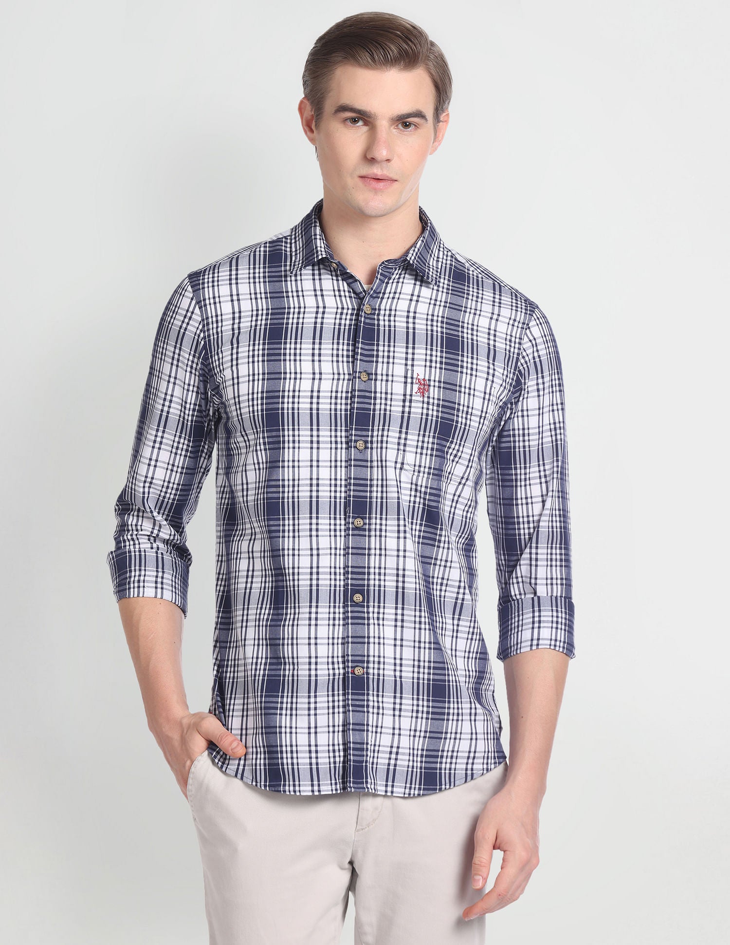 Tartan Check Oxford Shirt Navy - U.S. Polo Assn. India | Large