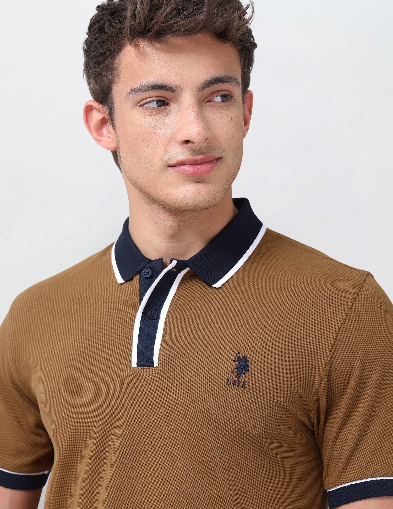 Solid Slim Fit Polo Shirt Brown - U.S. Polo Assn. India | Large