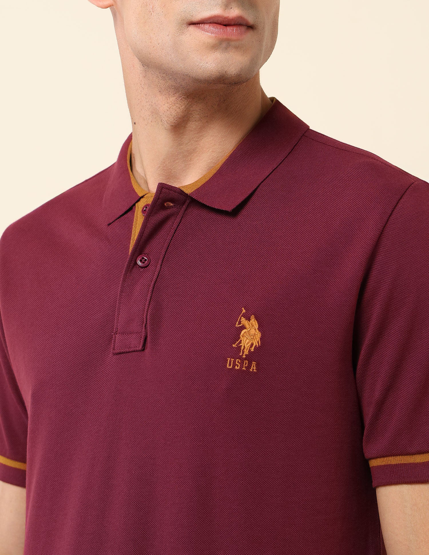 Solid Slim Fit Polo Shirt Maroon - U.S. Polo Assn. India | Large
