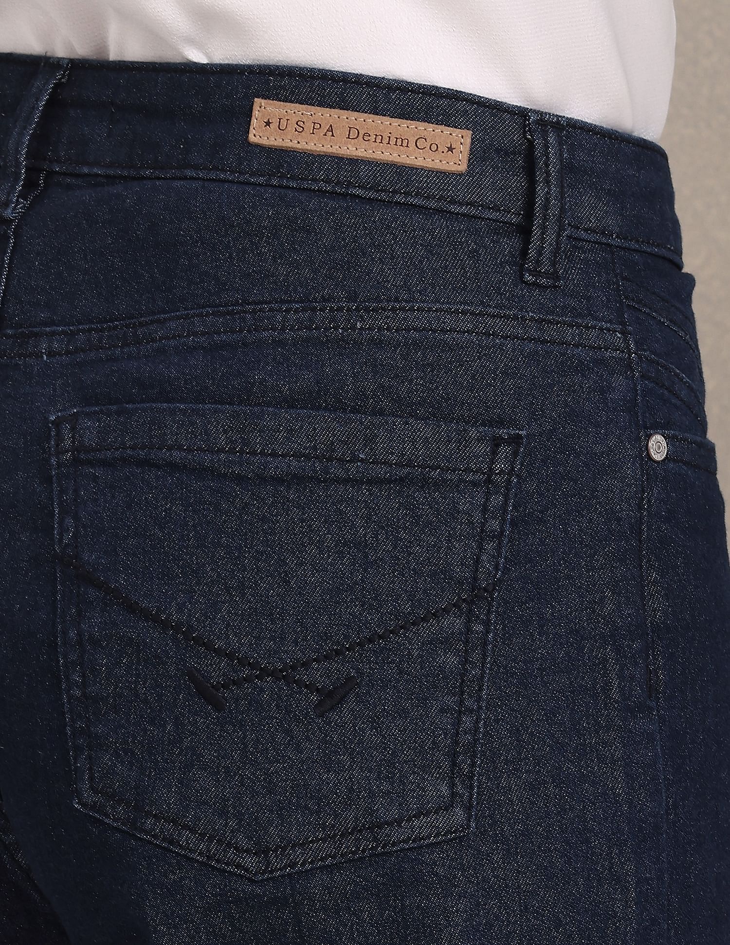 Mid Rise Rinsed Mom Fit Jeans Dark Blue - U.S. Polo Assn. India | Large