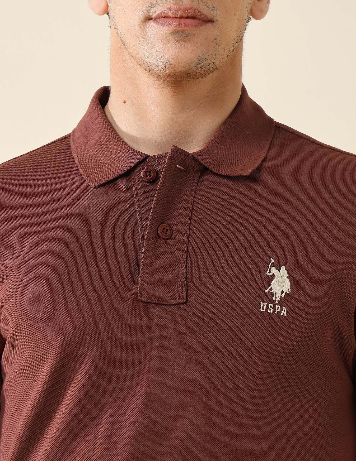 Pure Cotton Slim Fit Polo Shirt Light Brown - U.S. Polo Assn. India | Large