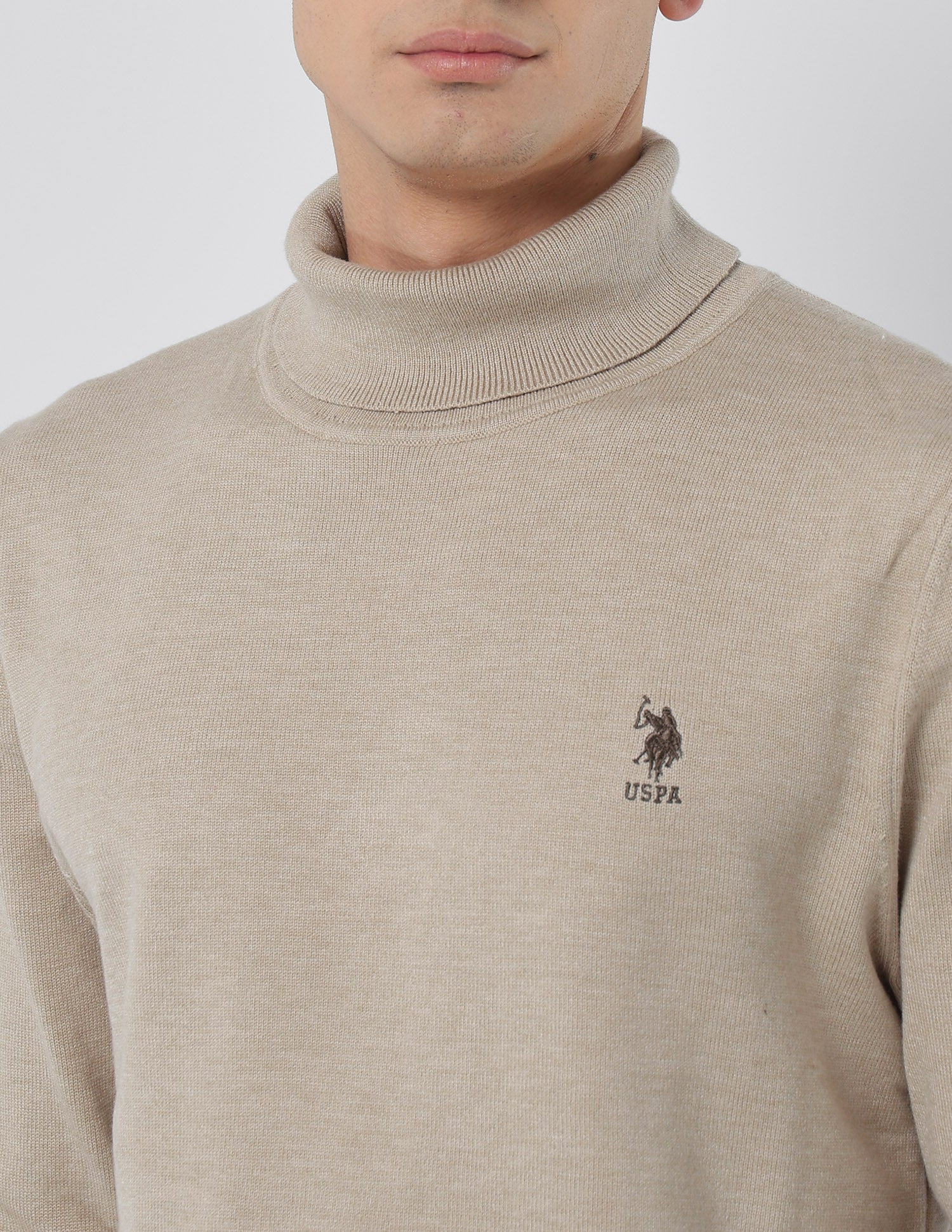 Turtleneck Regular Fit Sweater Beige - U.S. POLO ASSN. | Large