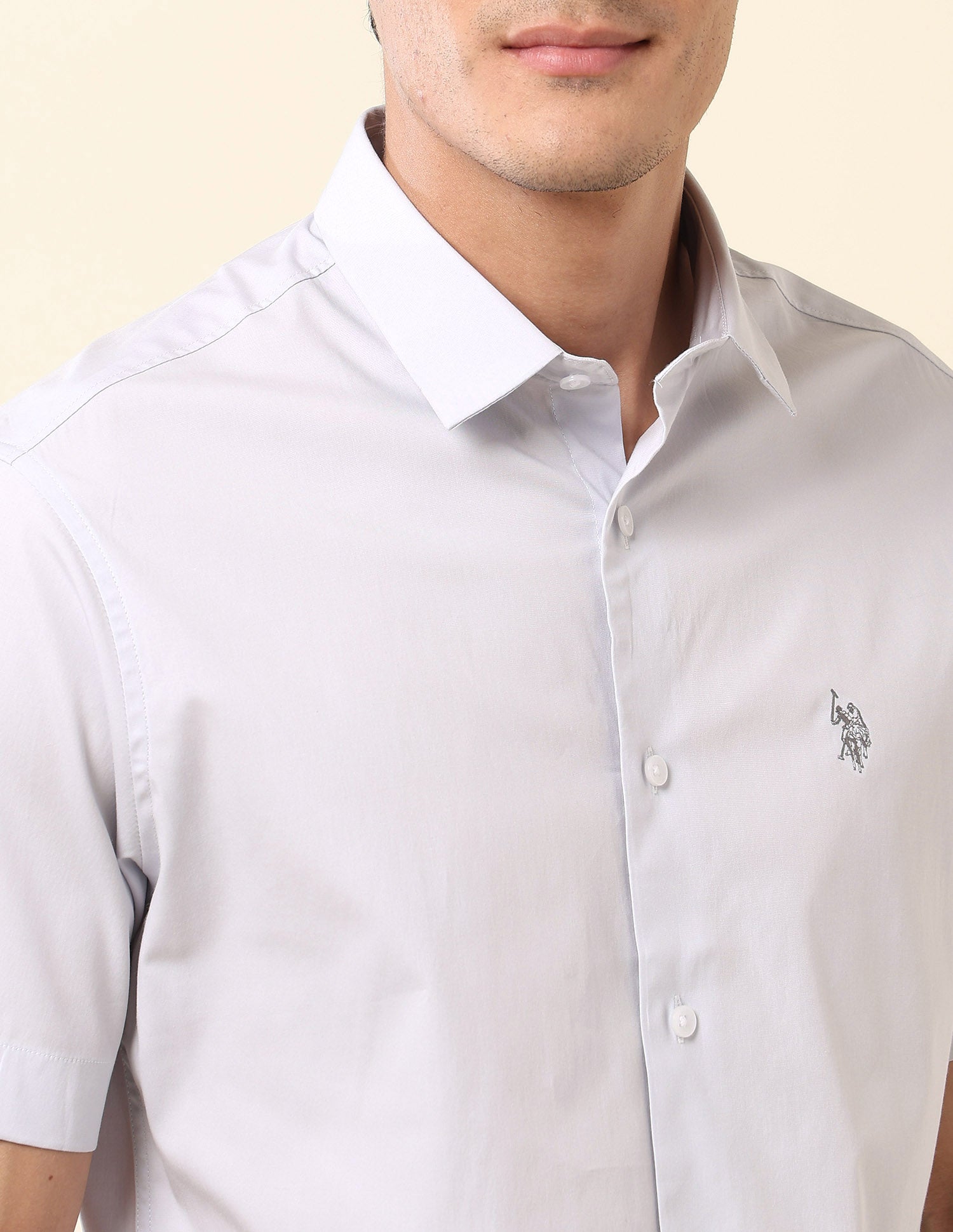 Tailored Fit Poplin Shirt Grey - U.S. Polo Assn. India | Large