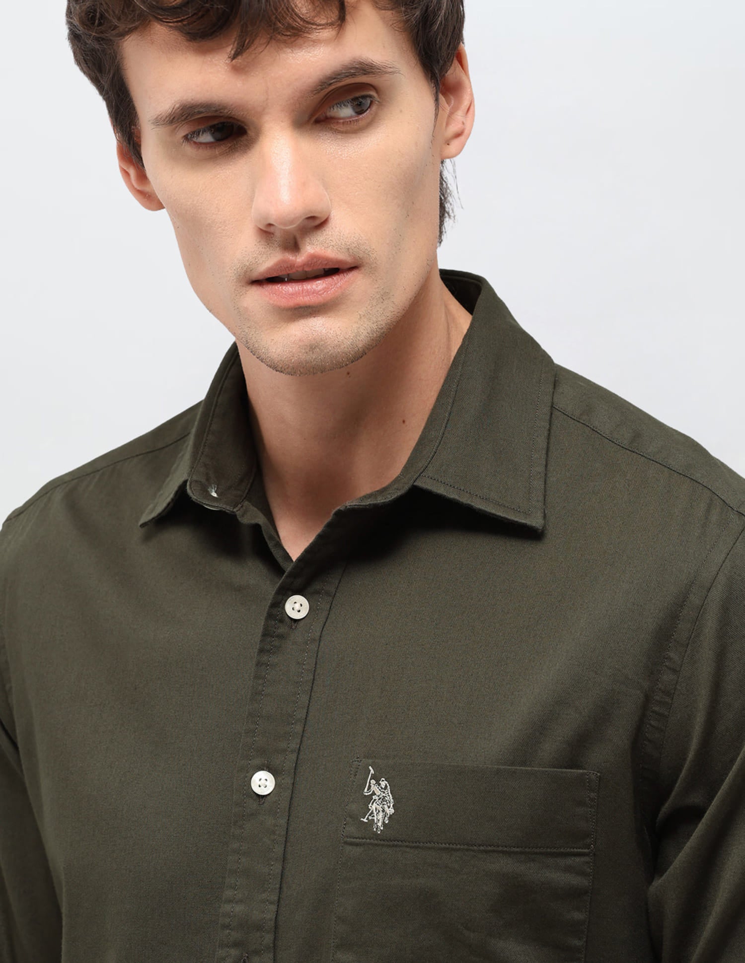 Solid Tailored Fit Shirt Green - U.S. Polo Assn. India | Large
