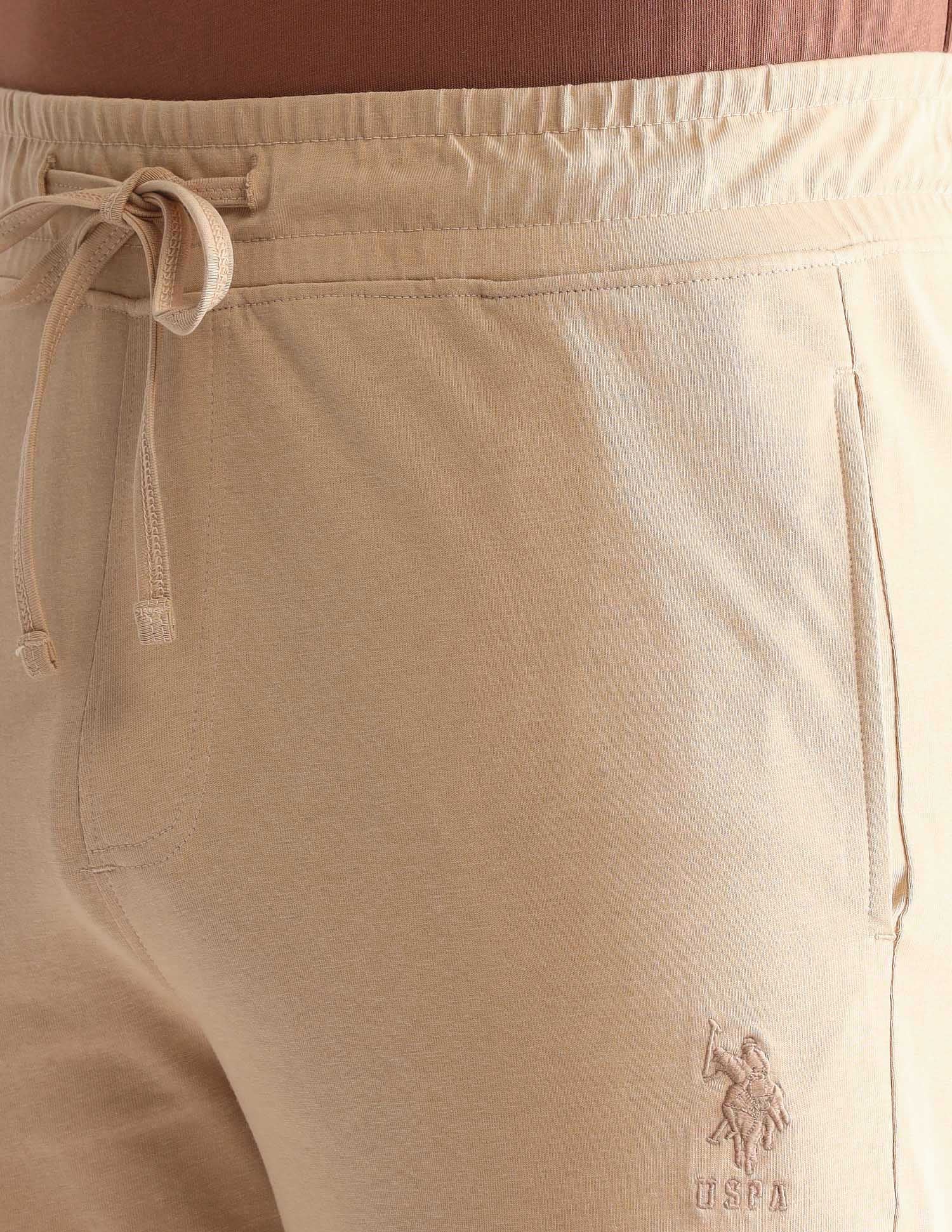 Regular Fit Mid-Rise Solid OJ007 Joggers Warm Sand - U.S. POLO ASSN. | Large