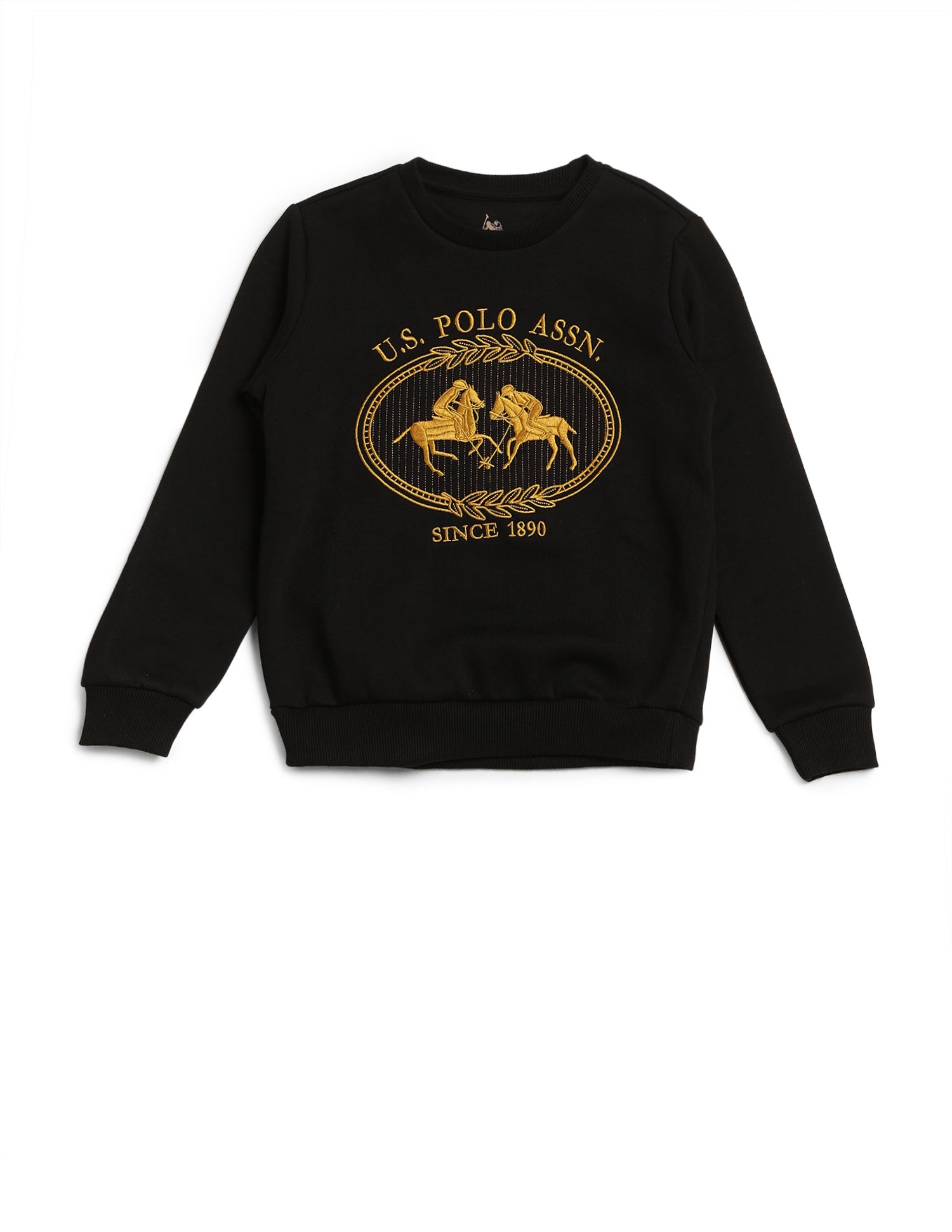 Boys Graphic Brand Embroidered Regular Fit Sweatshirt Black - U.S. Polo Assn. India | Large