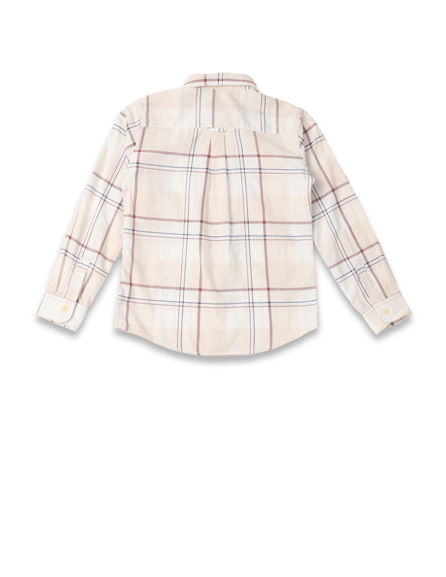 Boys Plaid Checked Regular Fit Shirt Ecru - U.S. POLO ASSN. | Large