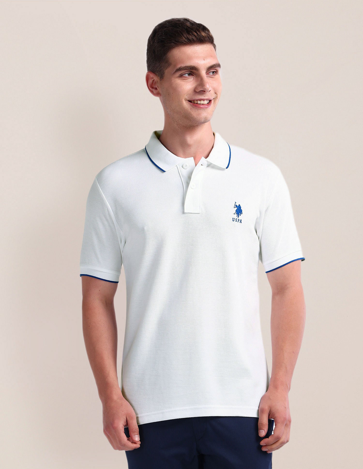 Solid Slim Fit Polo Shirt White - U.S. Polo Assn. India | Large