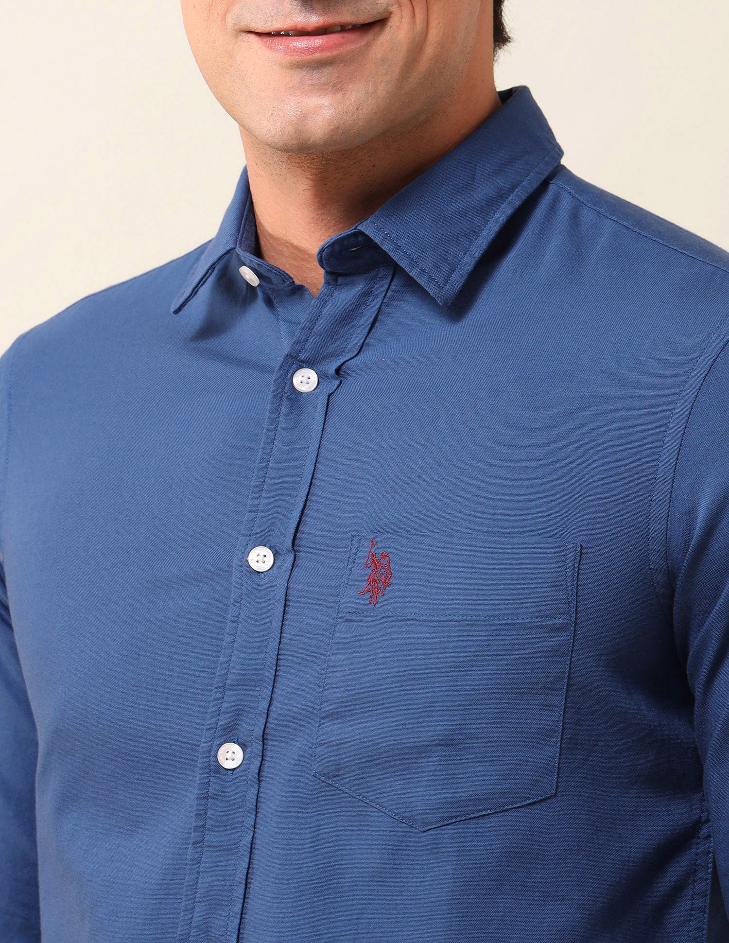 Solid Tailored Fit Shirt Dark Blue - U.S. Polo Assn. India | Large