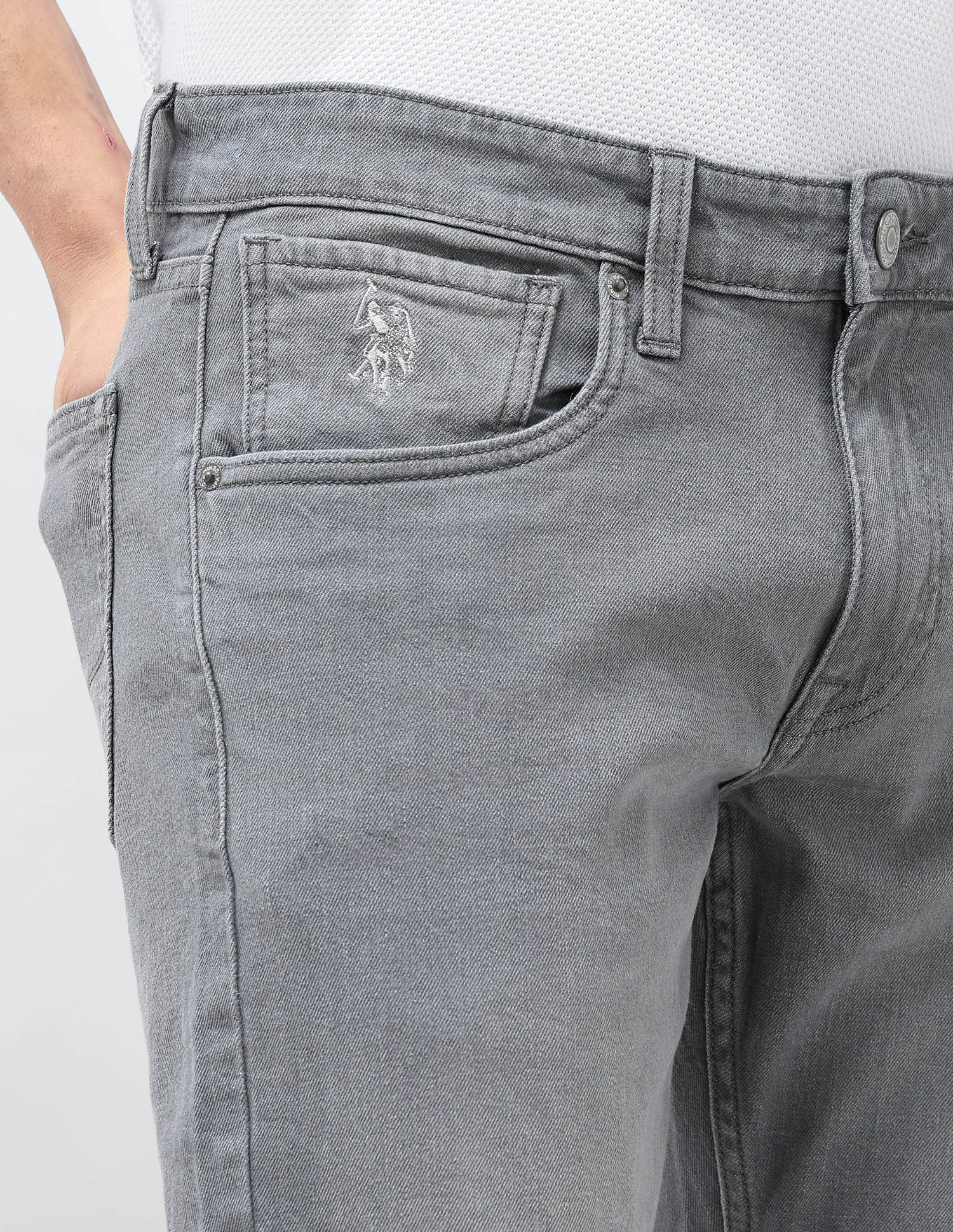 Brandon Slim Tapered Fit Grey Jeans Grey - U.S. POLO ASSN. | Large