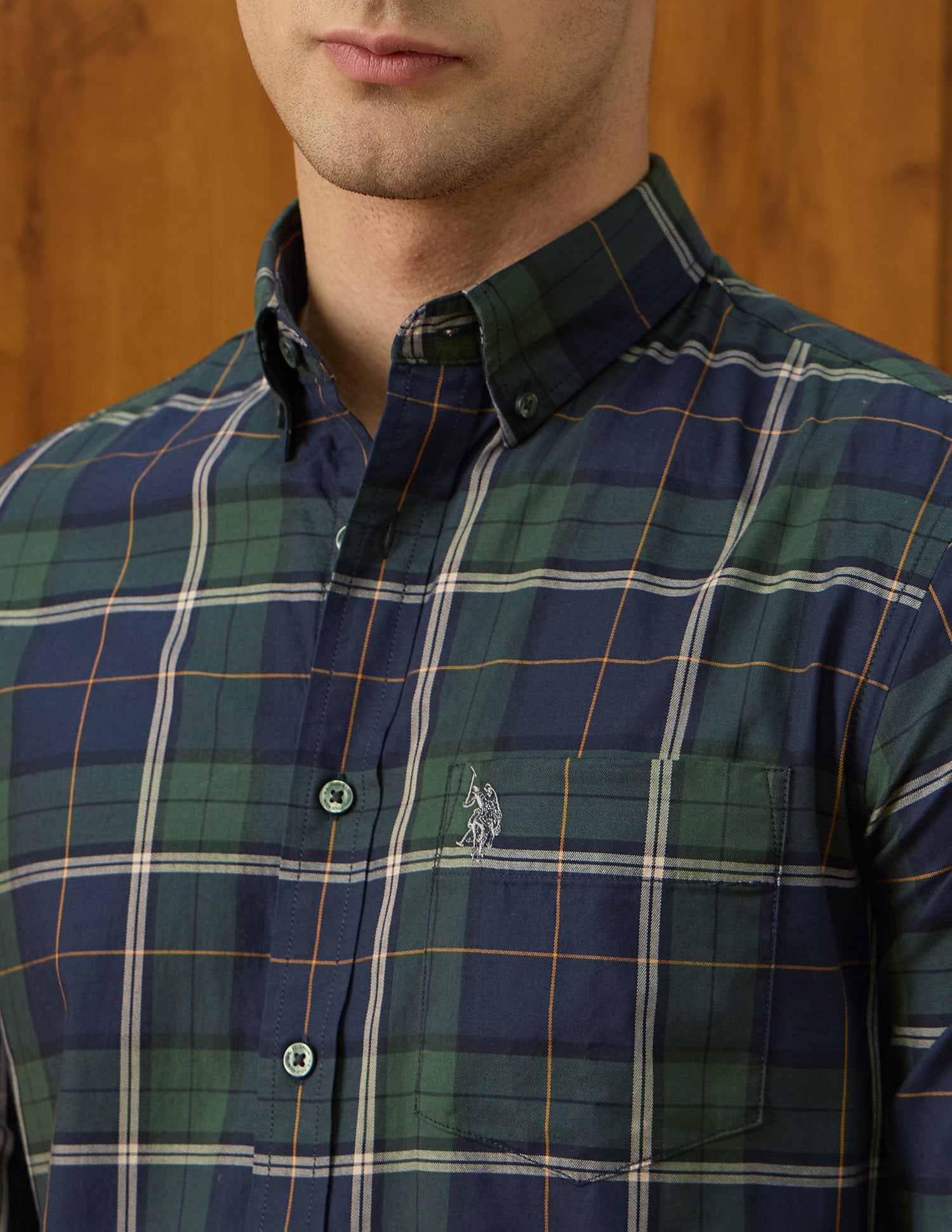 Plaid Checked Varsity Theatre Shirt Green - U.S. POLO ASSN. | Large