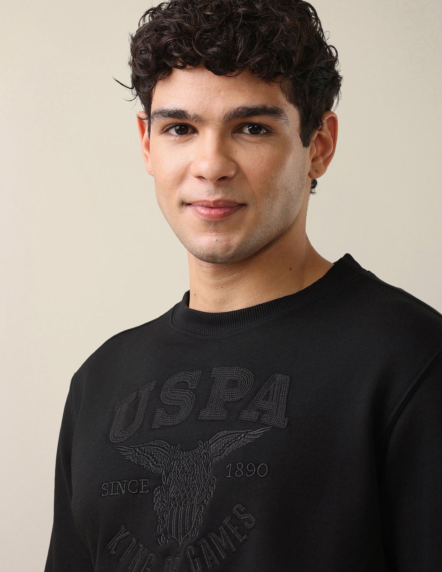 Brand Embroidered Regular Fit Sweatshirt Black - U.S. Polo Assn. India | Large