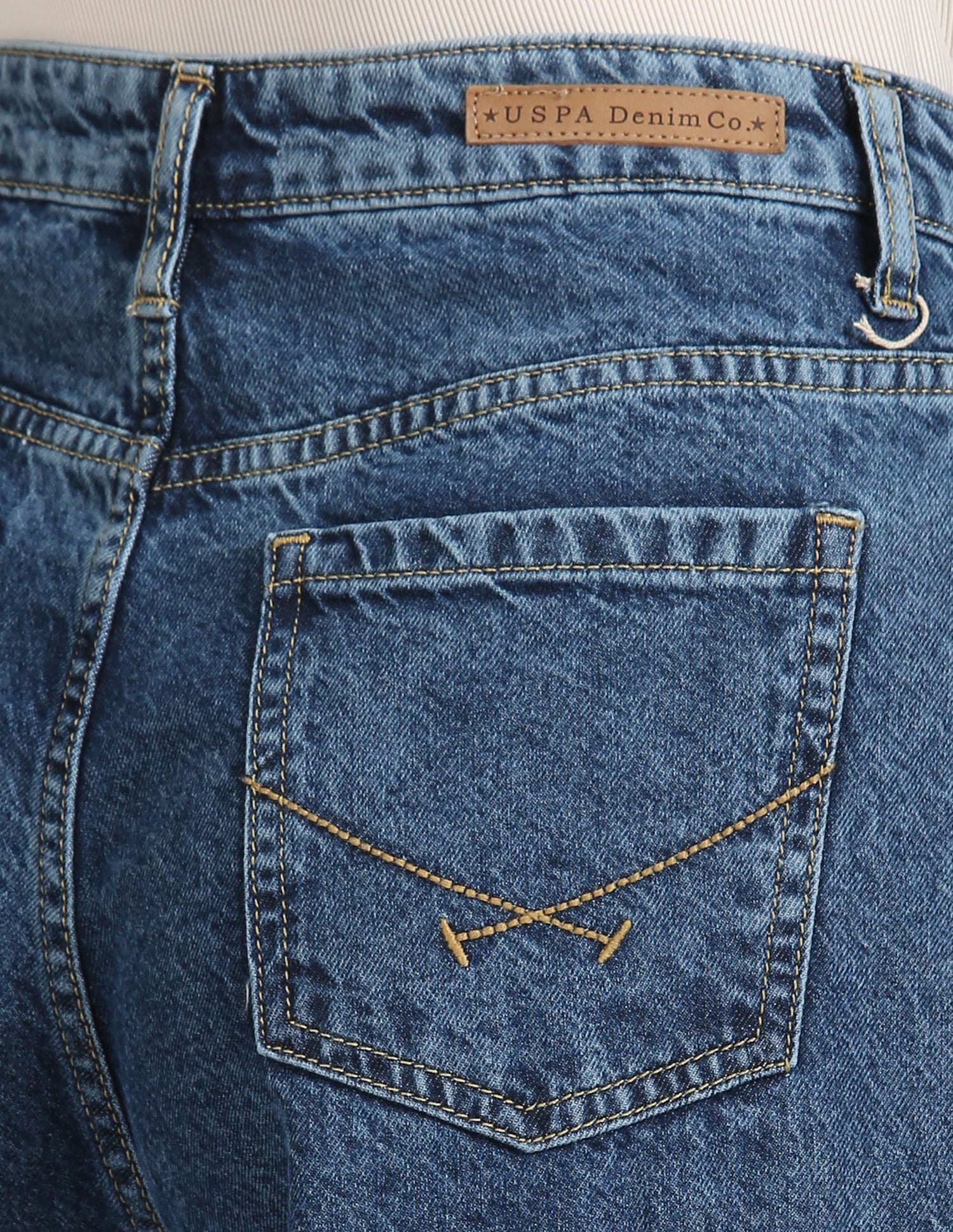 Wide Leg Mid Rise Jeans Blue - U.S. POLO ASSN. | Large