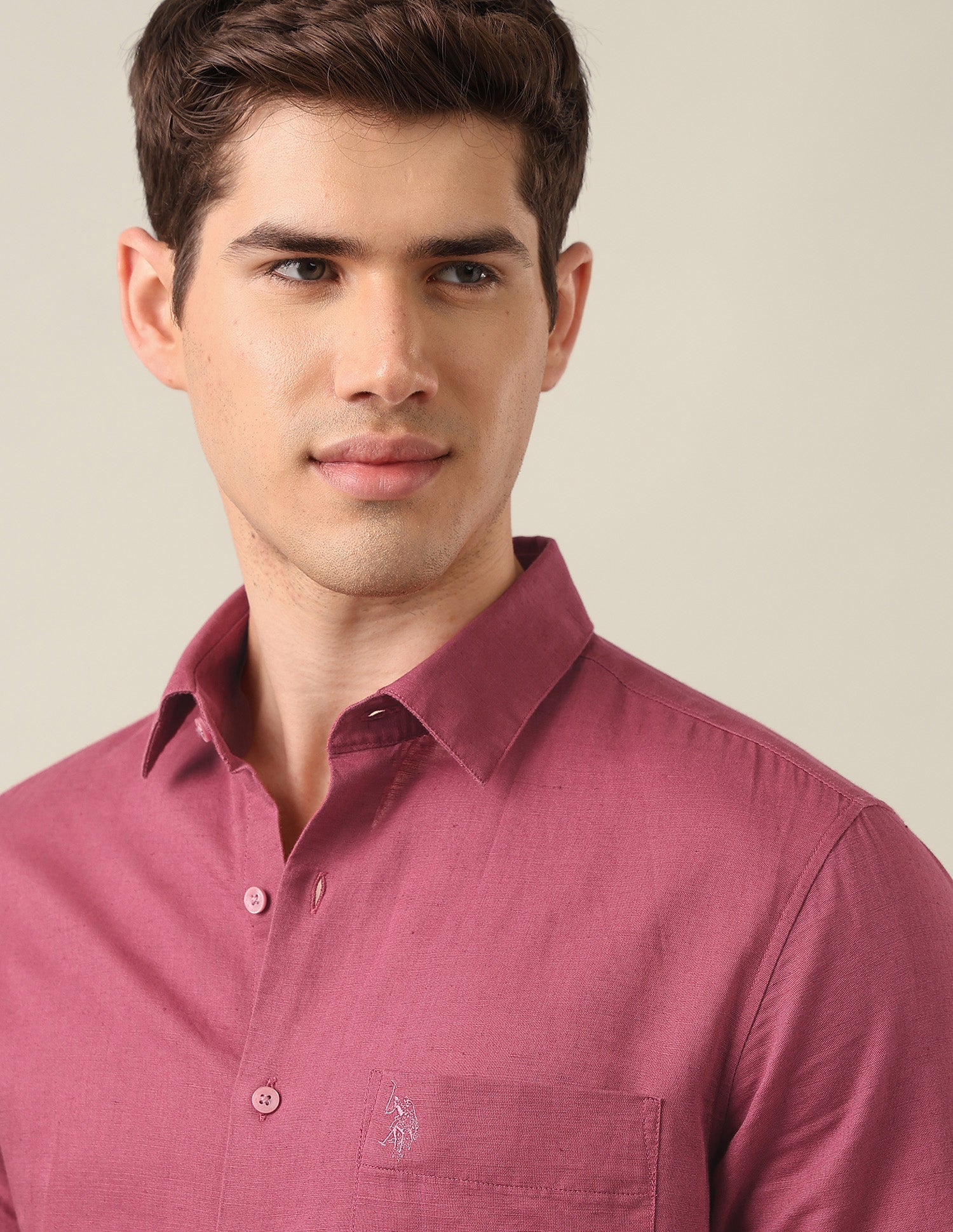 Tailored Fit Solid Shirt Maroon - U.S. Polo Assn. India | Large