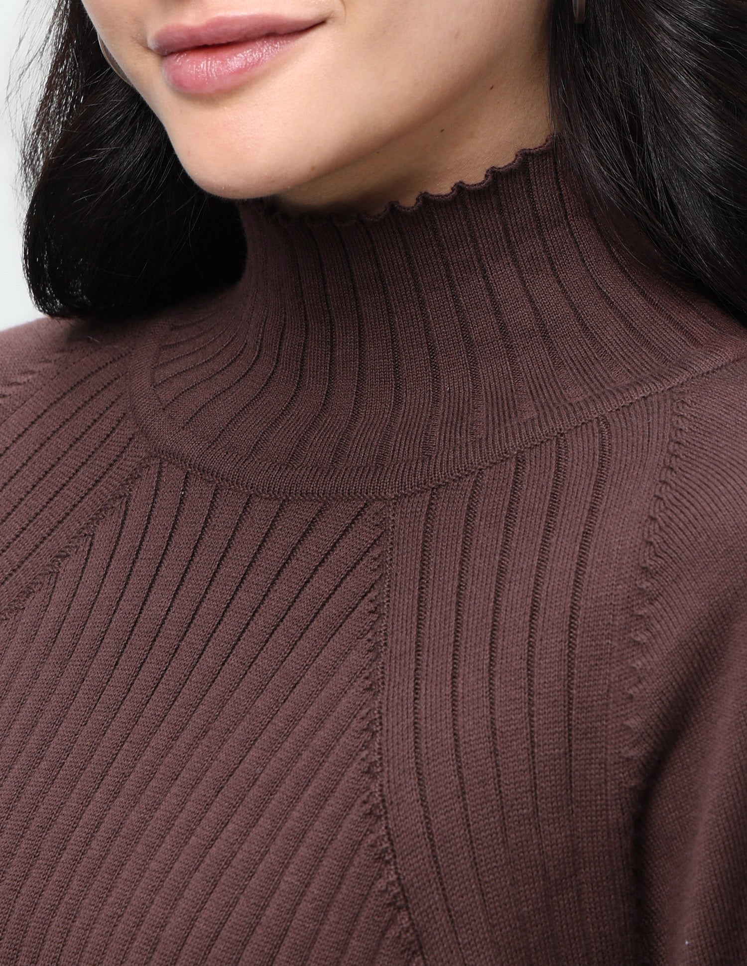 Patterned Knit Regular Fit Sweater Dark Brown - U.S. Polo Assn. India | Large