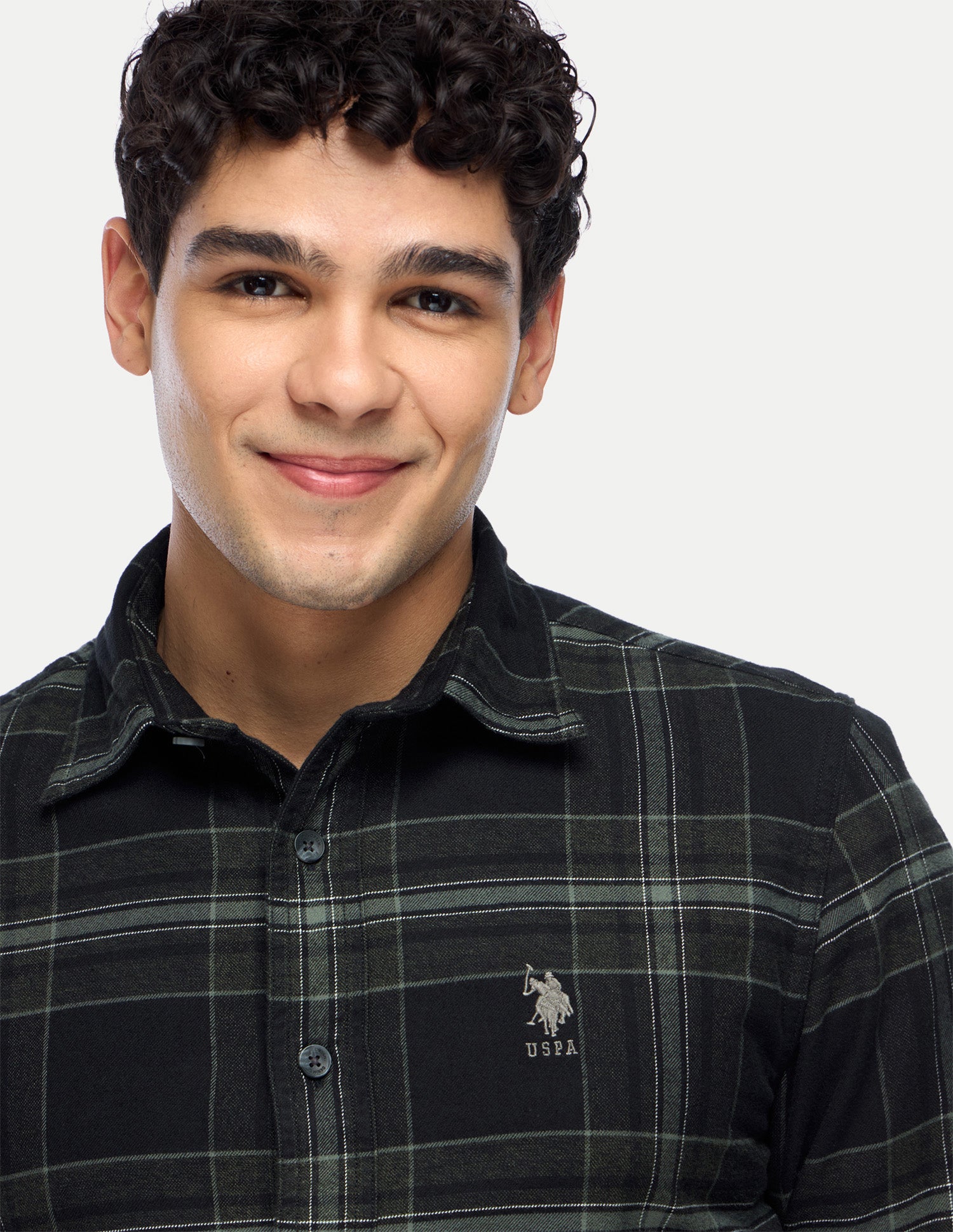 Plaid Checked Twill Shirt Dark Green - U.S. Polo Assn. India | Large
