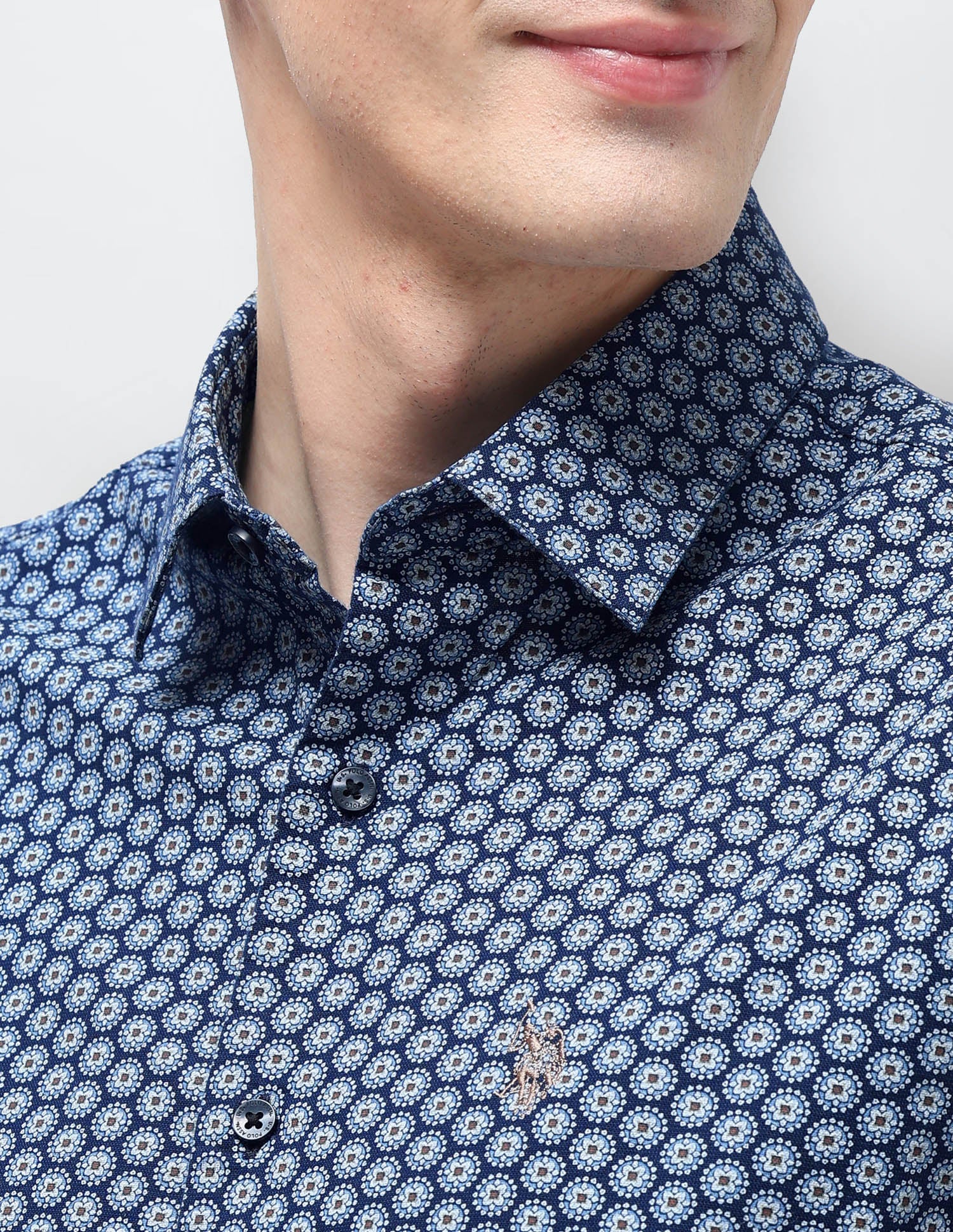 Geometric Printed Oxford Shirt Navy - U.S. Polo Assn. India | Large
