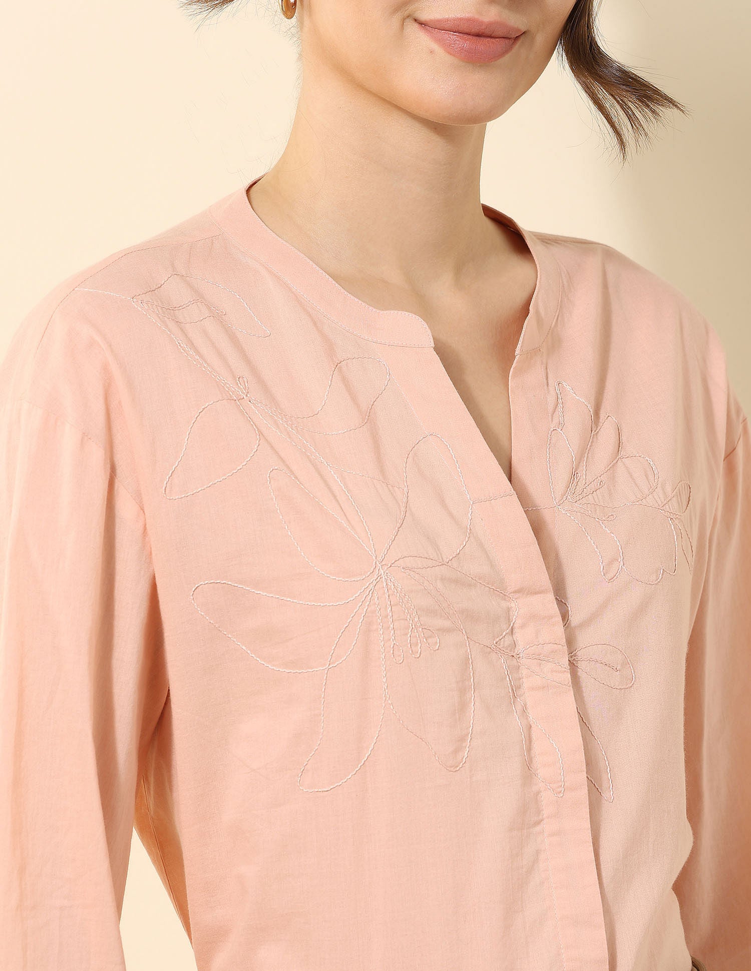 Floral Embroidered Top Peach - U.S. Polo Assn. India | Large