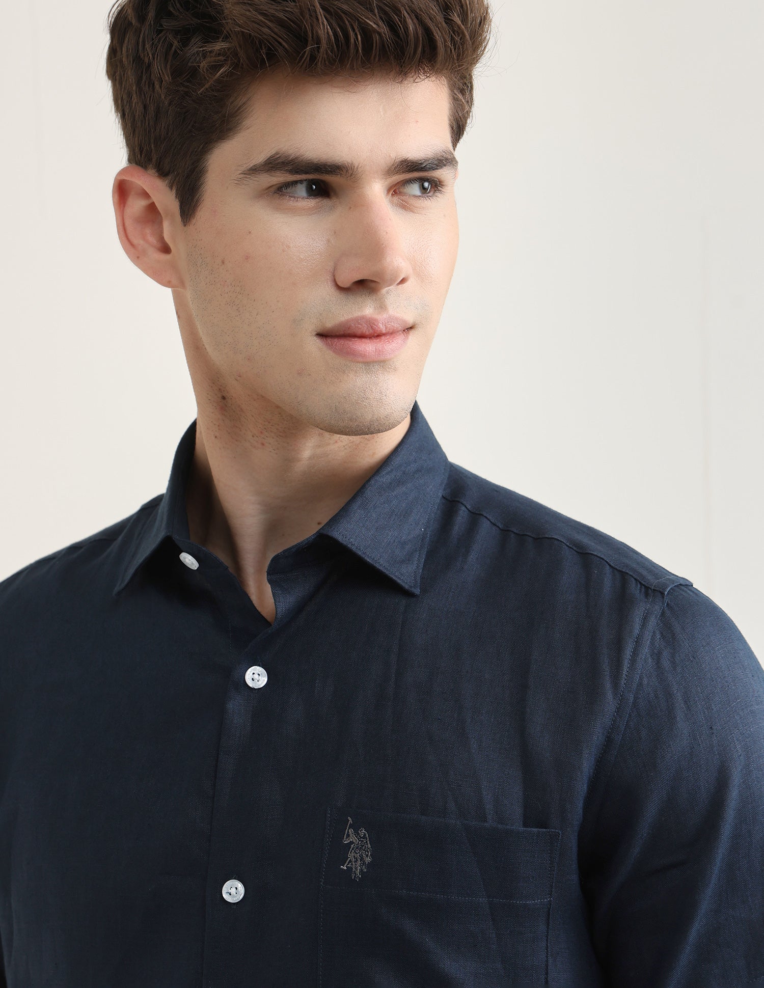 Solid Regular Fit Shirt Navy - U.S. Polo Assn. India | Large