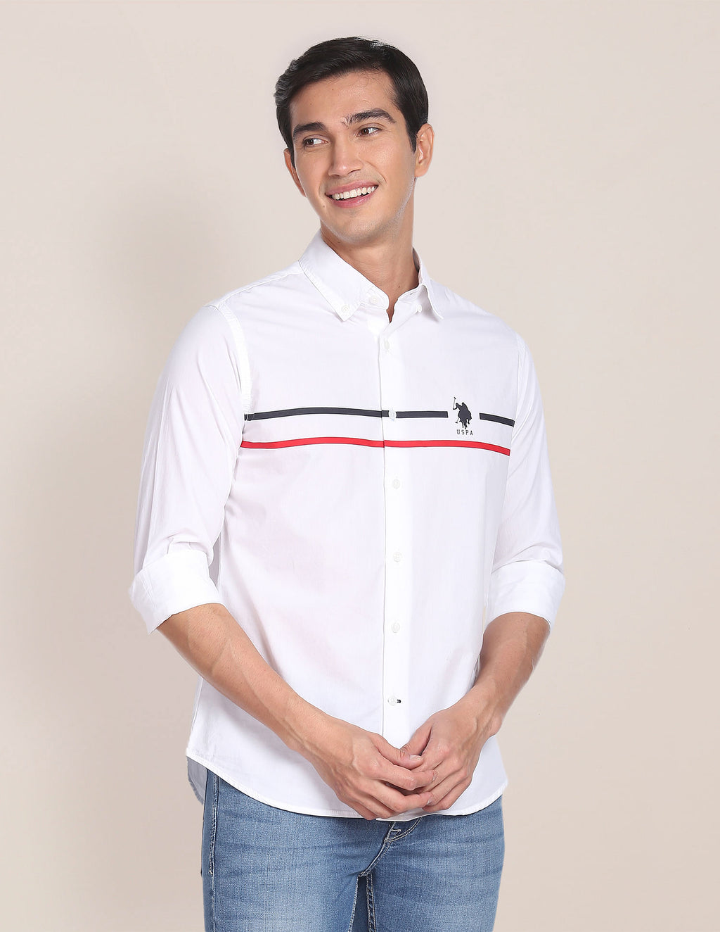 Horizontal Stripe Cotton Casual Shirt