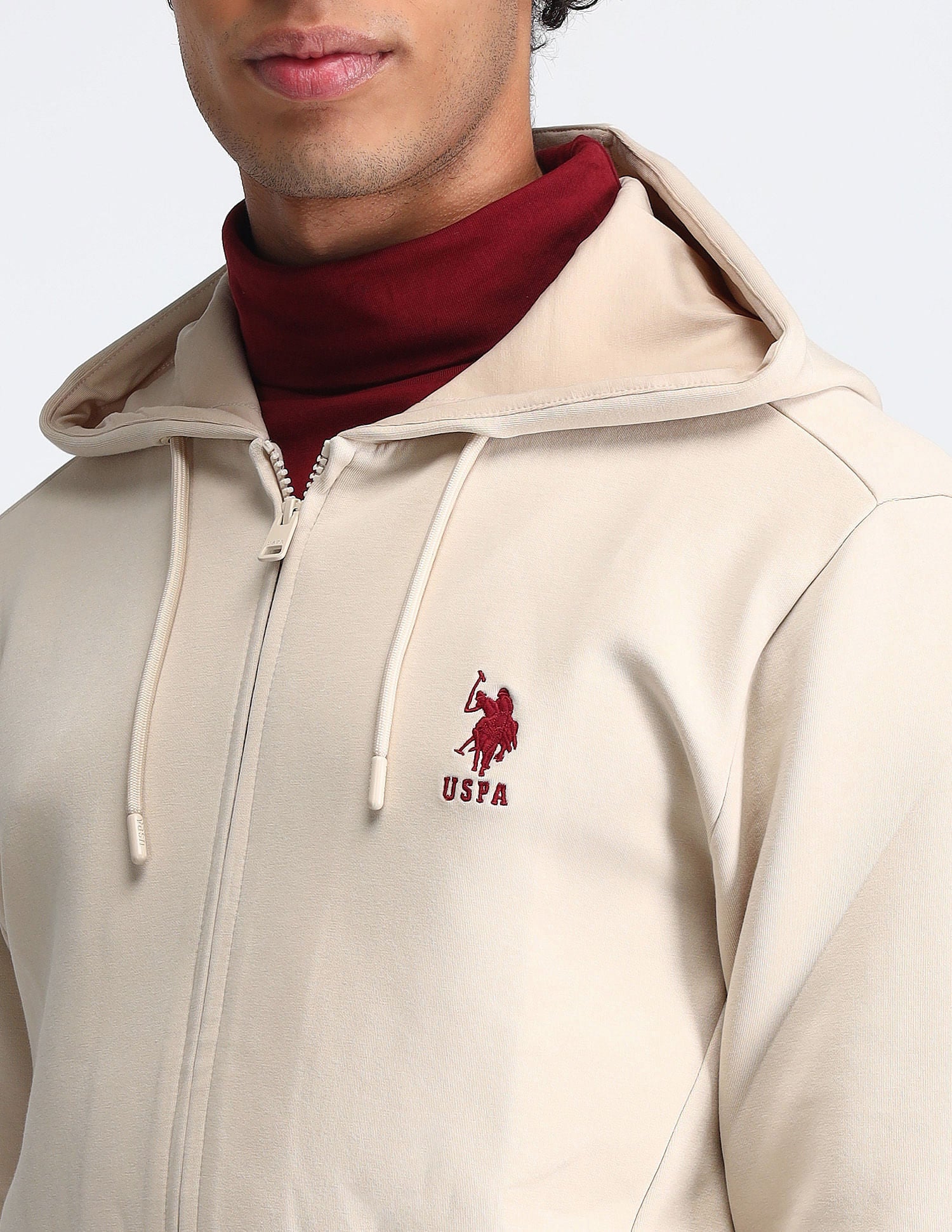 Solid Regular Fit Sweatshirt Beige - U.S. Polo Assn. India | Large