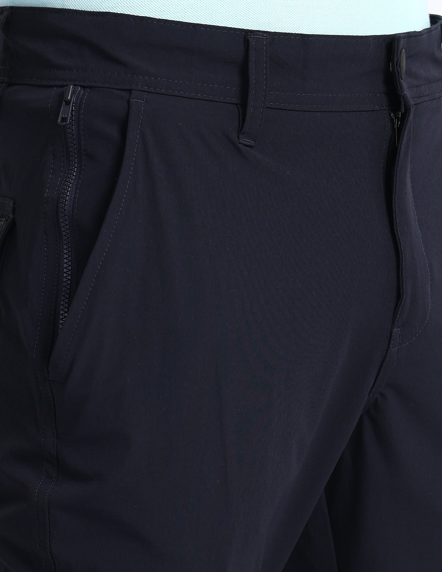Solid Slim Straight Fit Trousers Navy - U.S. Polo Assn. India | Large