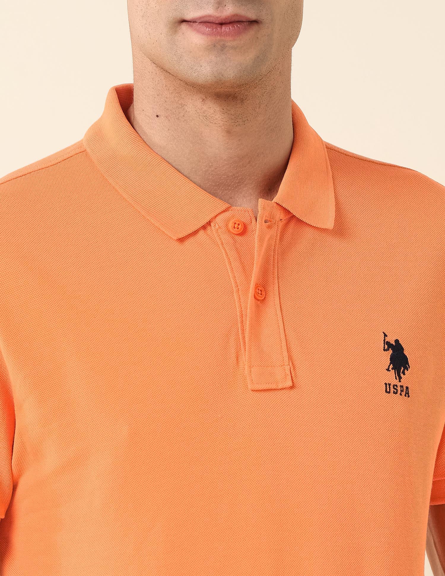 Slim Fit Pure Cotton Polo Shirt Orange - U.S. Polo Assn. India | Large