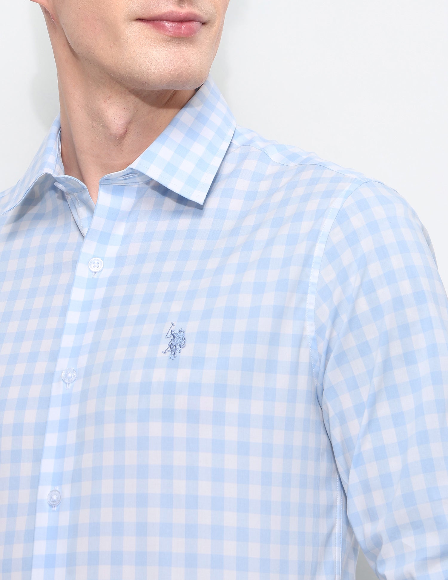 White Harbour Premium Poplin Shirt Light Blue - U.S. Polo Assn. India | Large