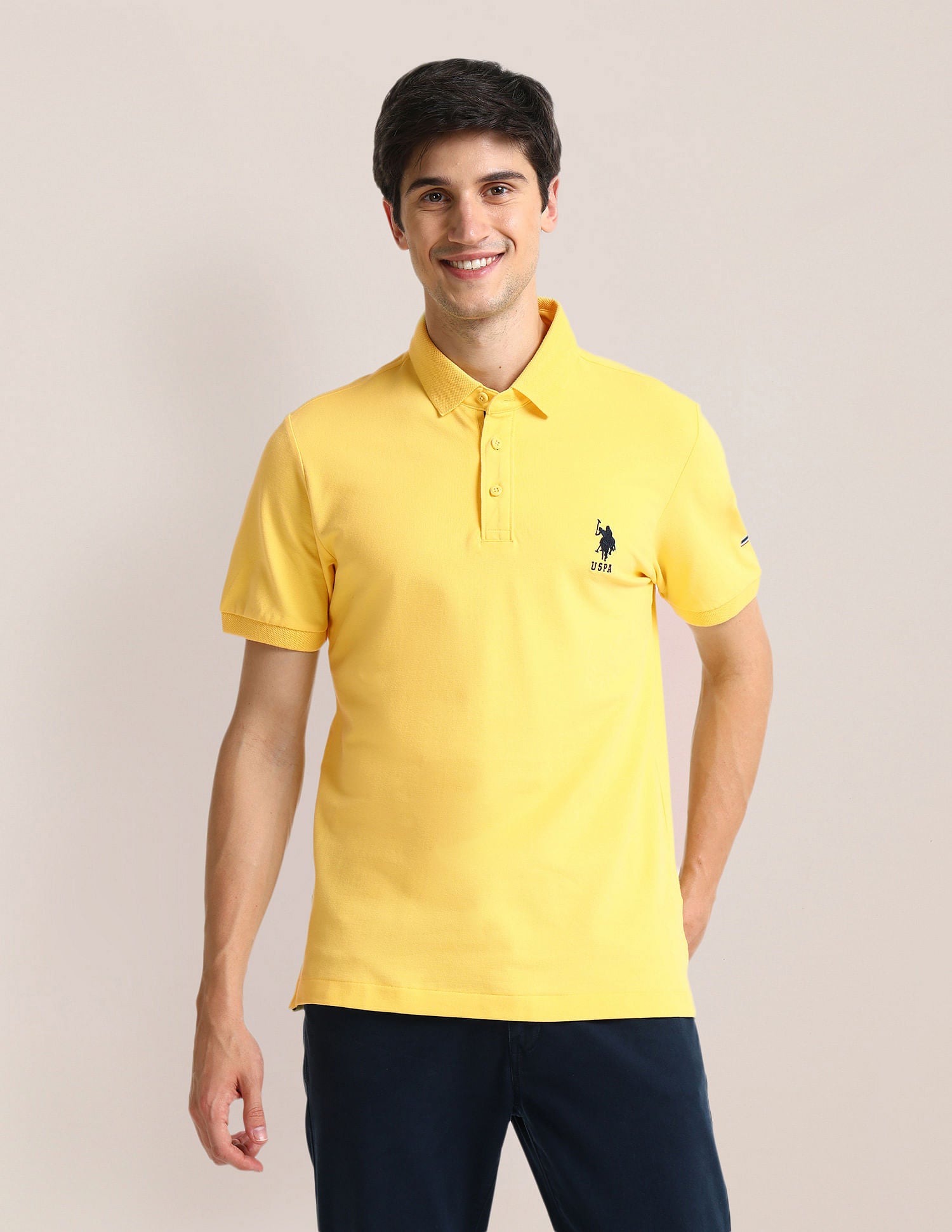 Slim Fit Logo Polo Shirt Yellow - U.S. Polo Assn. India | Large