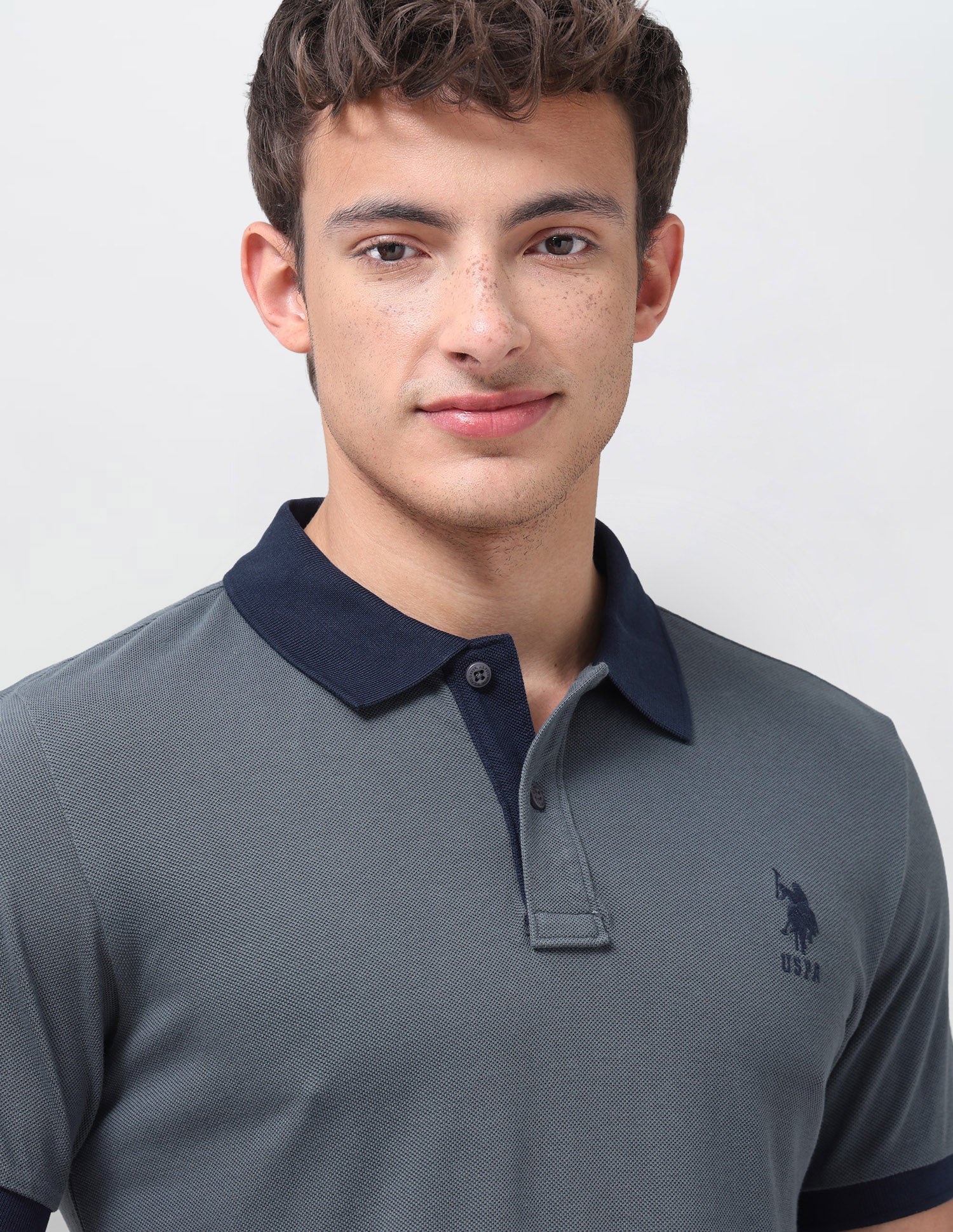 Solid Regular Fit Polo Shirt Dark Grey - U.S. Polo Assn. India | Large