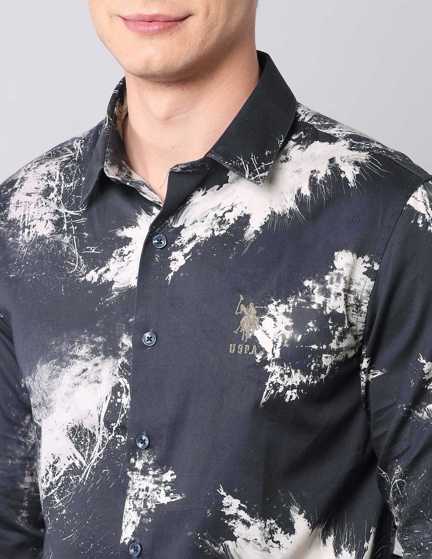 Abstract Printed Pure Cotton Shirt Navy - U.S. Polo Assn. India | Large