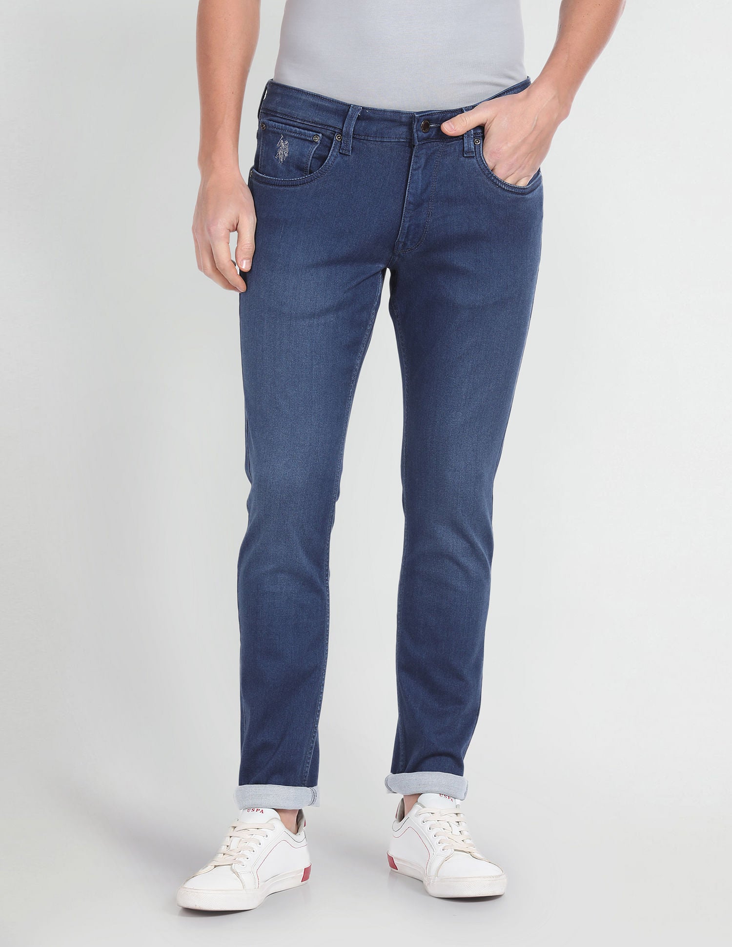 Brandon Slim Tapered Fit Blue Jeans Blue - U.S. Polo Assn. India | Large