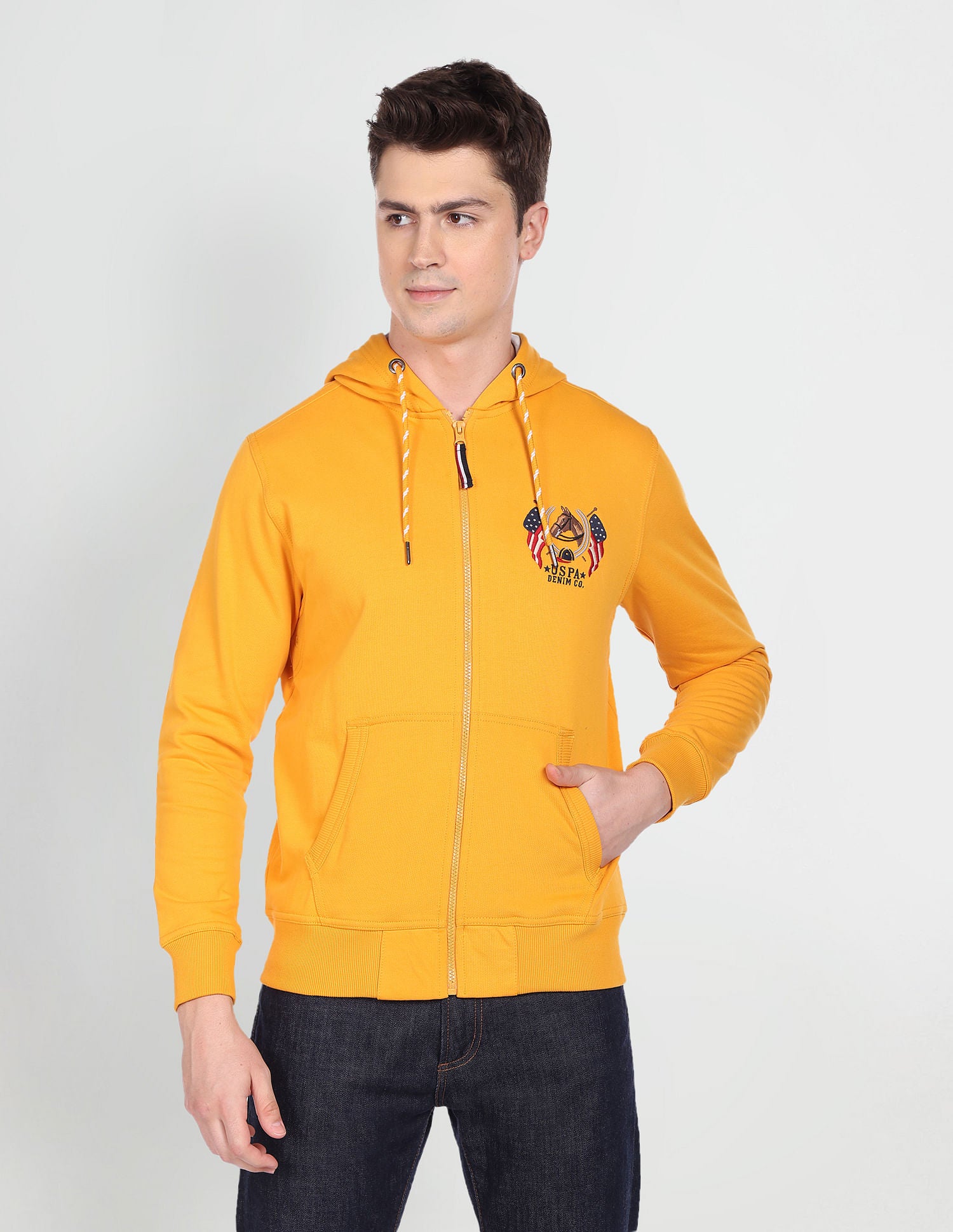 Solid Hooded Sweatshirt Mustard - U.S. Polo Assn. India | Large