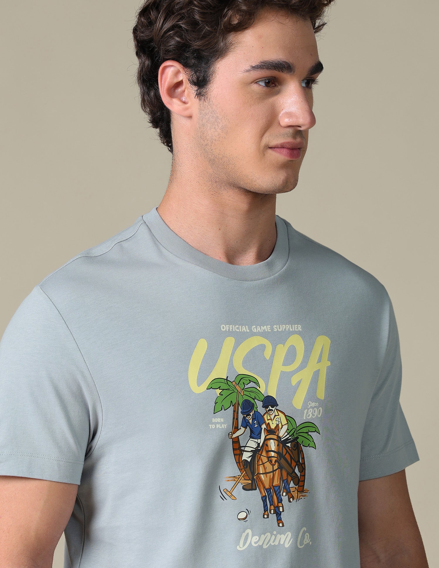 Slim Fit Graphic Brand Printed T-Shirt Grey - U.S. Polo Assn. India | Large