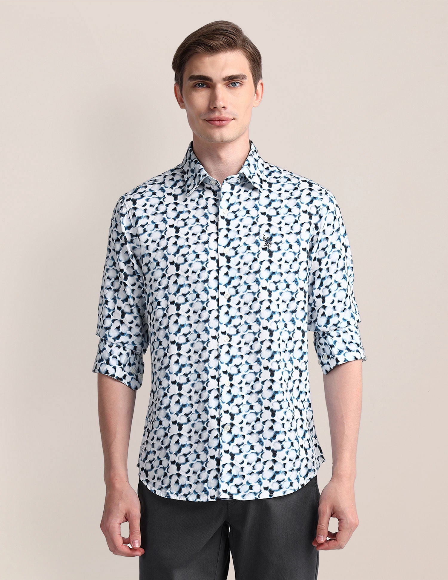 All Over Print Oxford Shirt Blue - U.S. Polo Assn. India | Large