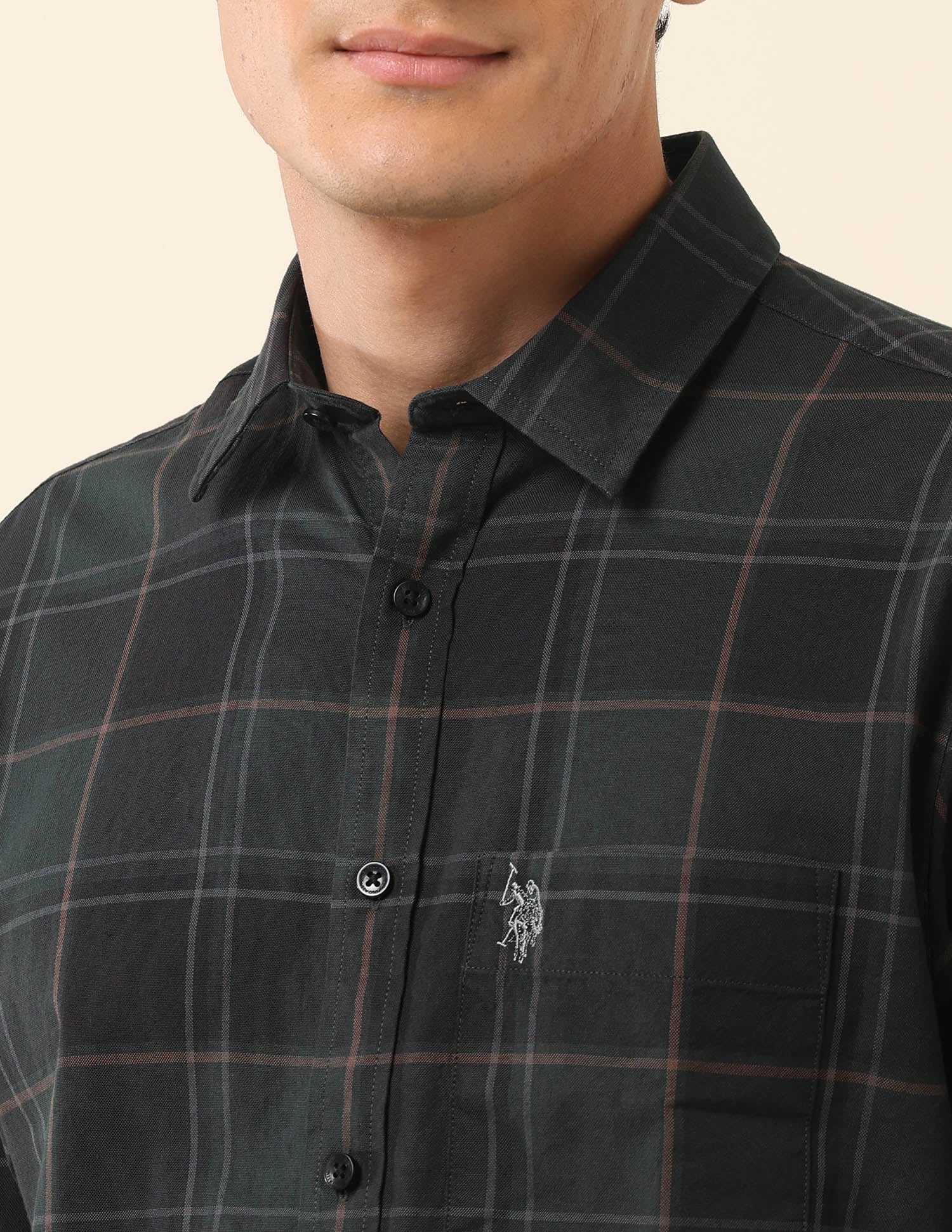 Tailored Fit Tartan Checked Shirt Olive - U.S. Polo Assn. India | Large