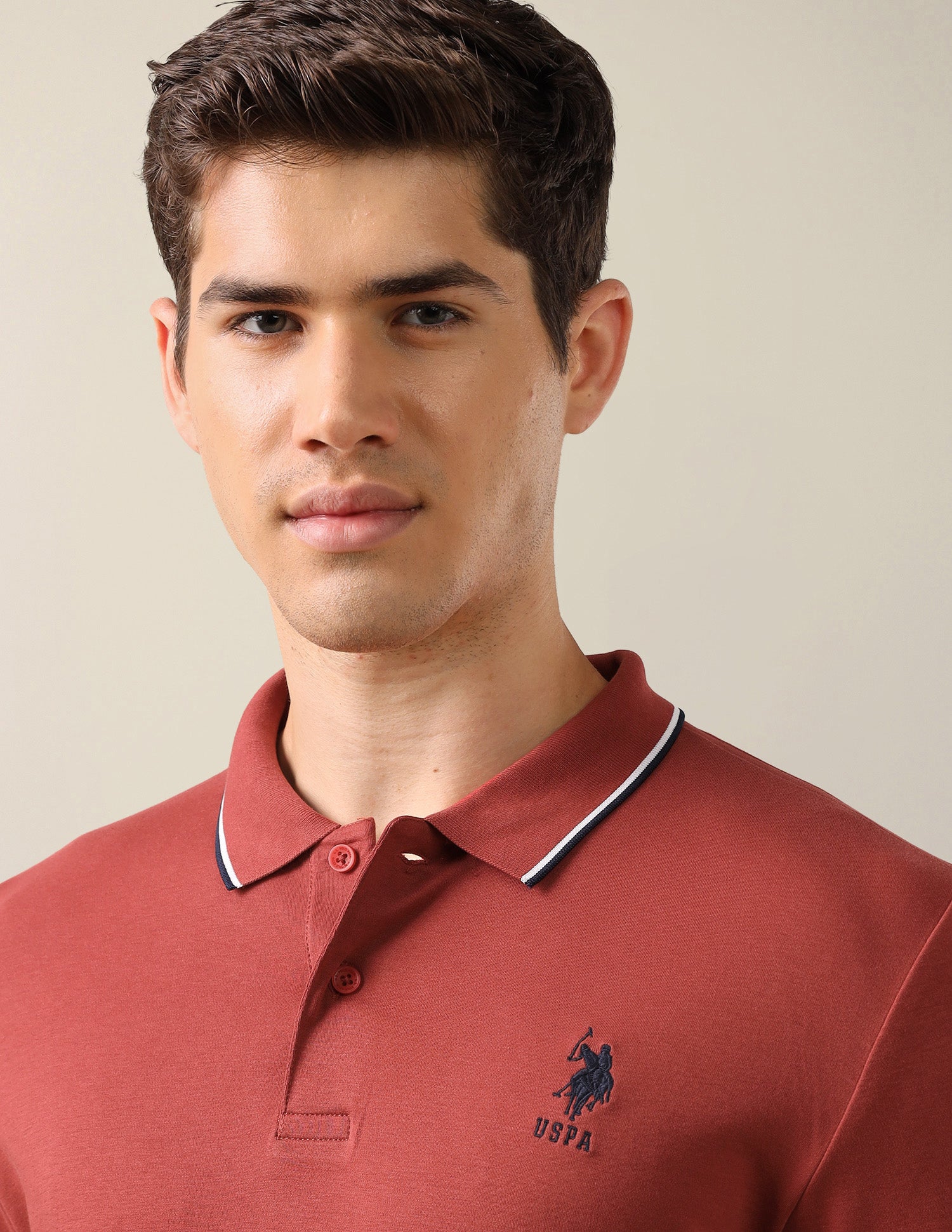 Solid Slim Fit Polo Shirt Rust - U.S. Polo Assn. India | Large