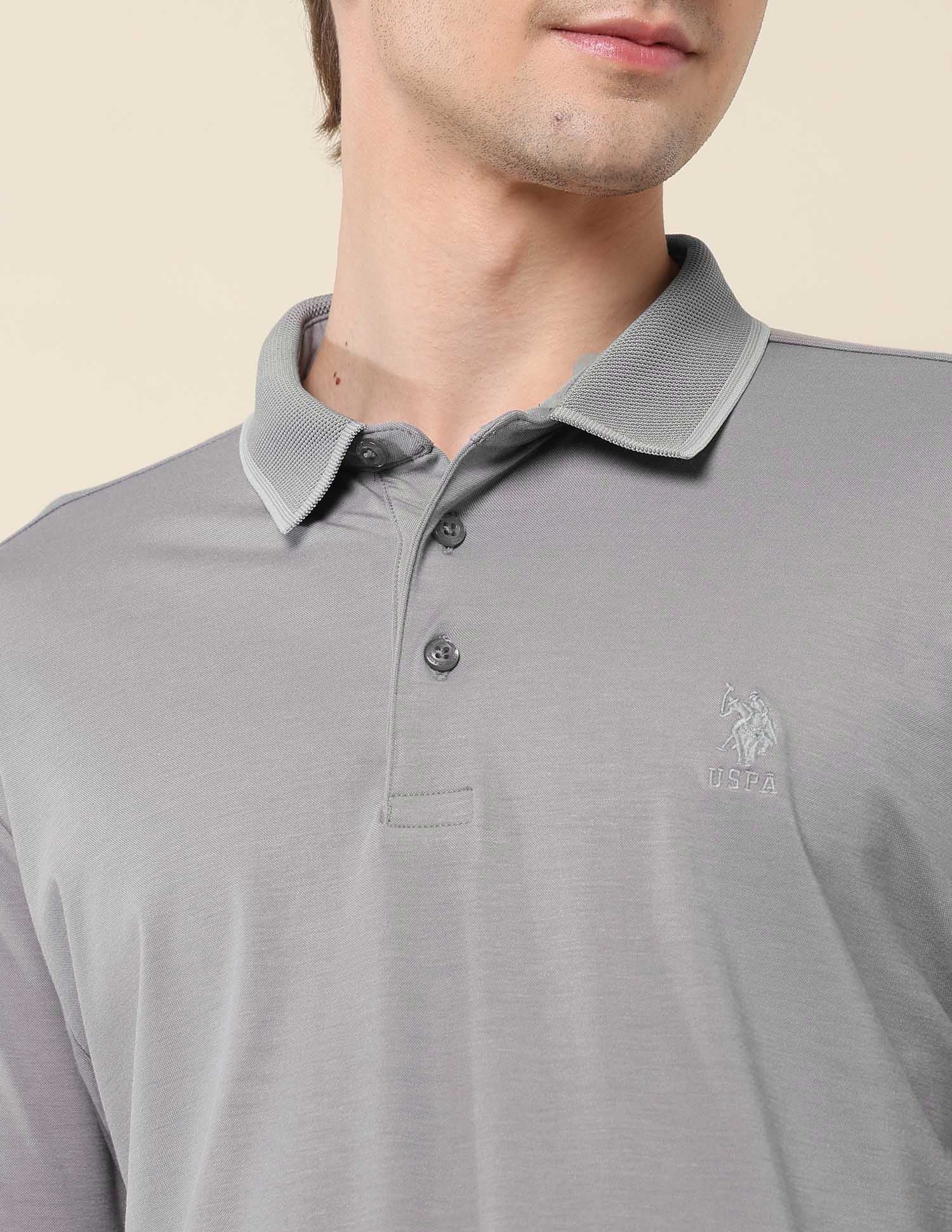 Solid Monochrome Majesty Polo Shirt Grey - U.S. Polo Assn. India | Large