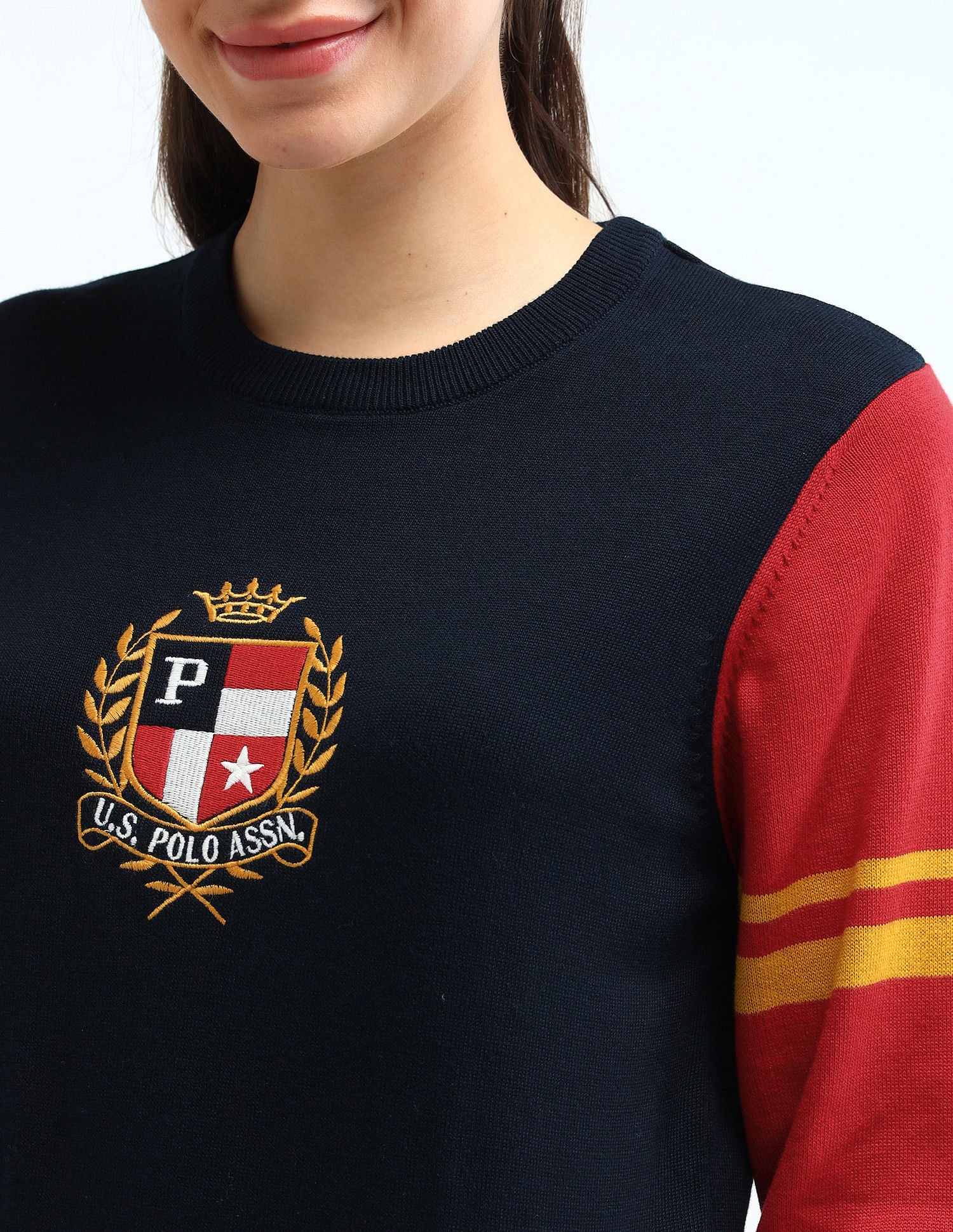 Colour Blocked Regular Fit Sweater Navy - U.S. POLO ASSN. | Large