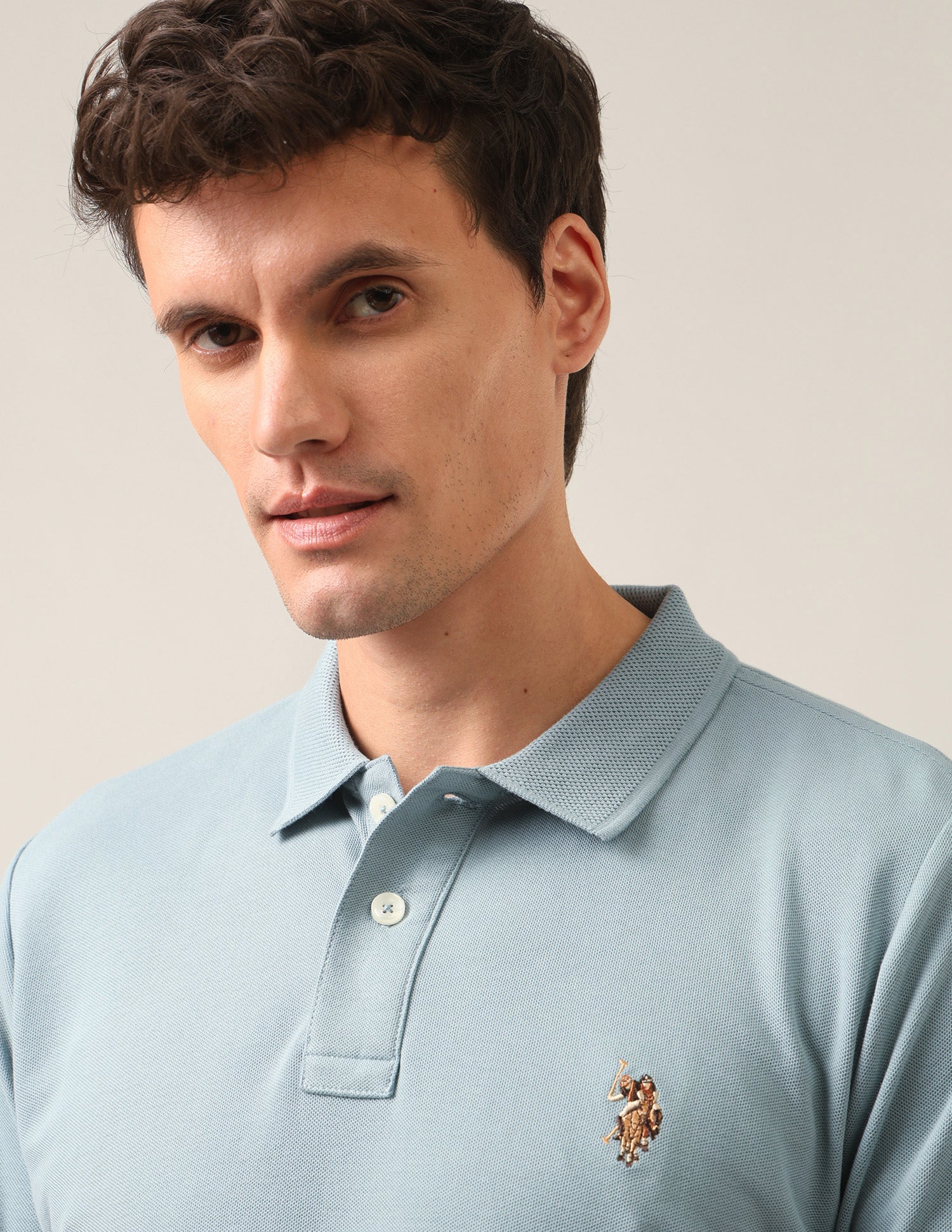 Solid Slim Fit Polo Shirt Aqua - U.S. Polo Assn. India | Large