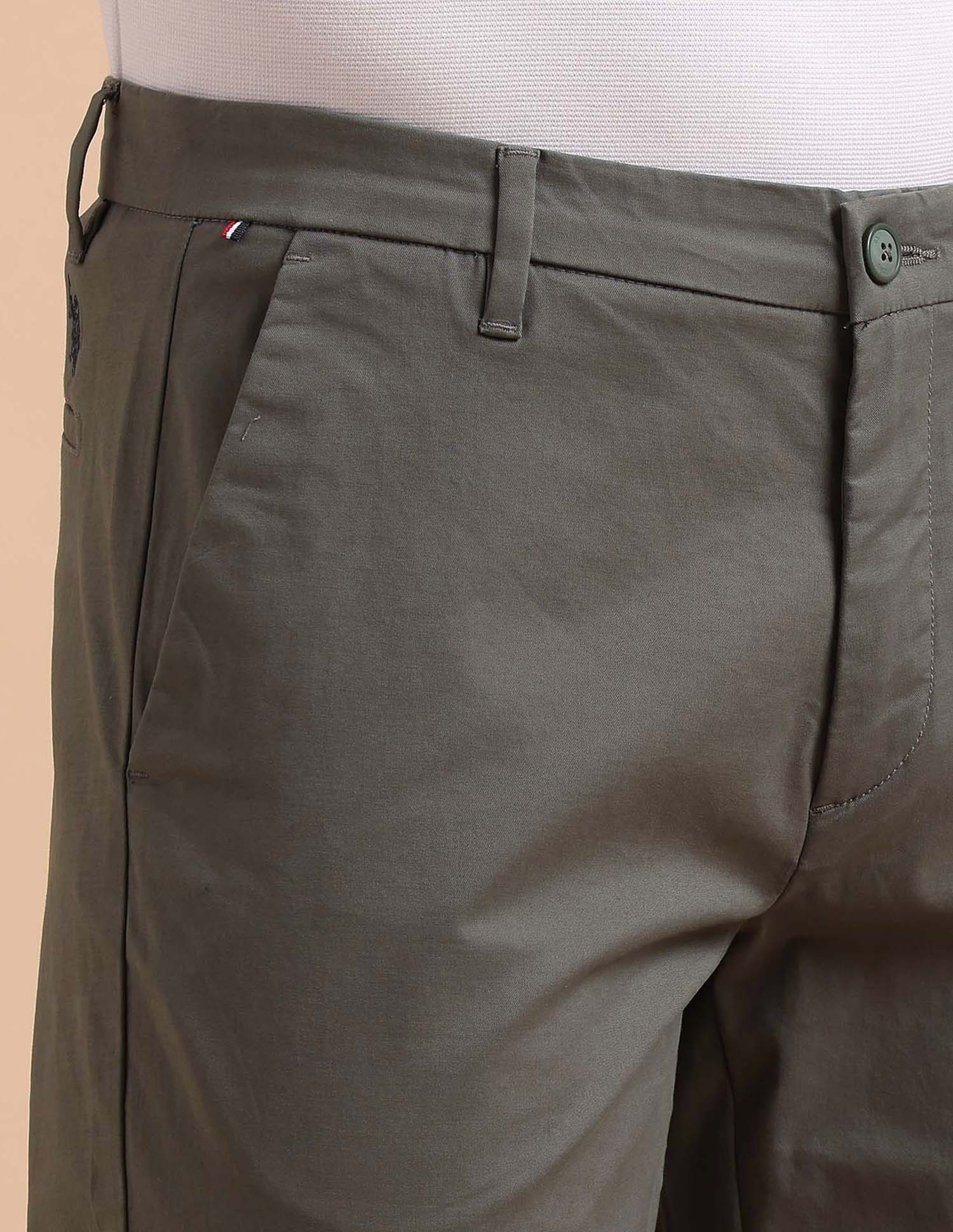 Satin Slim Fit Trousers Light Olive - U.S. POLO ASSN. | Large