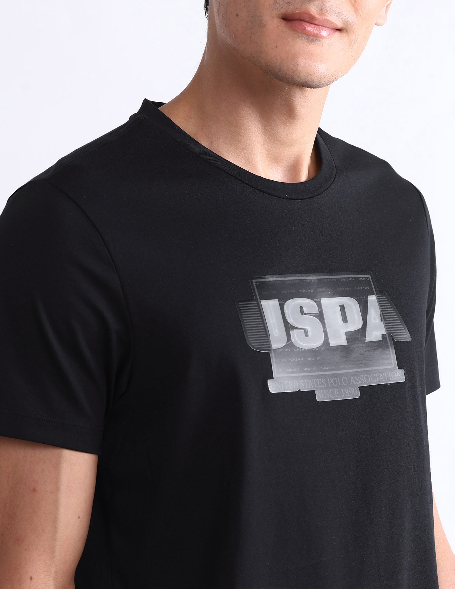 Brand Printed Slim Fit T-Shirt Black - U.S. Polo Assn. India | Large