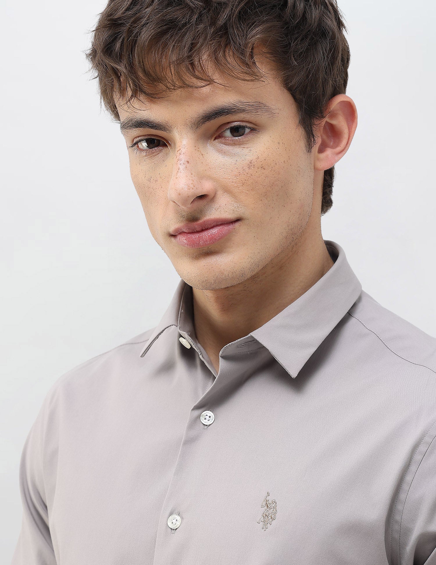 Regular Fit Solid Shirt Grey - U.S. Polo Assn. India | Large