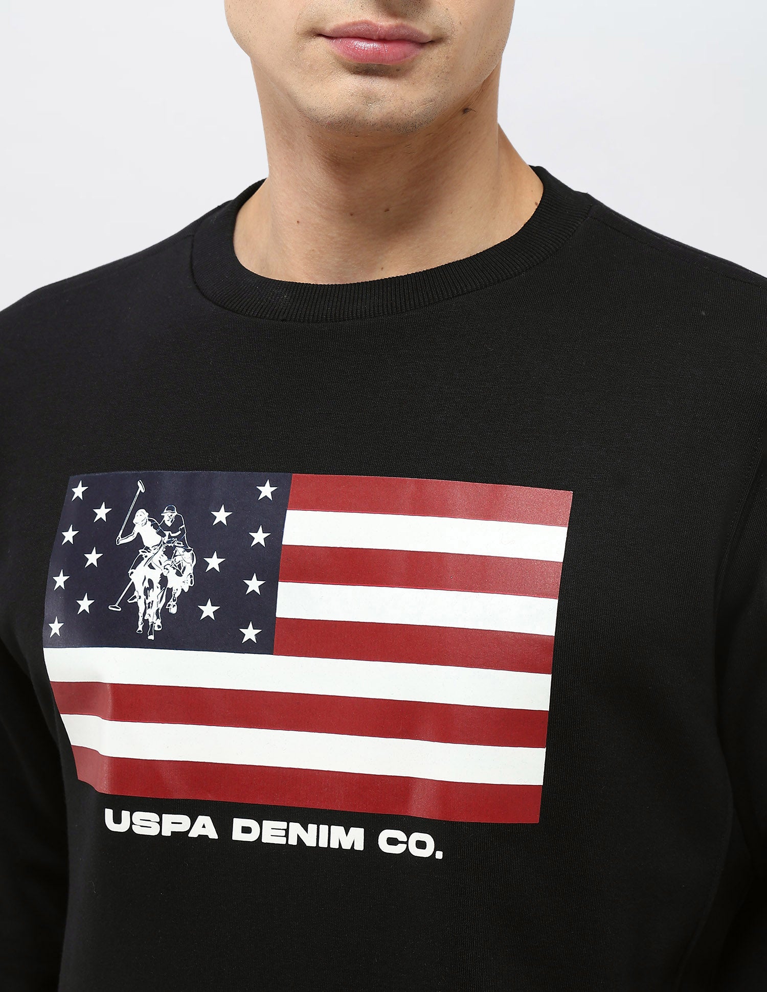 Graphic Printed Regular Fit Sweatshirt Black - U.S. POLO ASSN. | Large